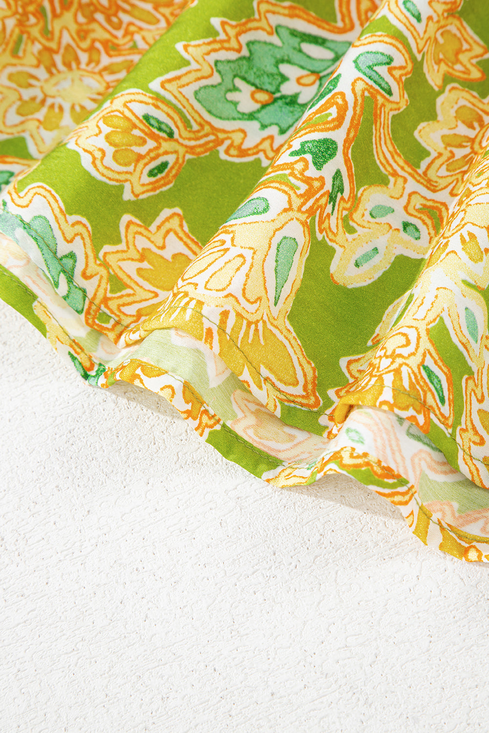 Paisley Print Contrast Bubble Sleeve Patchwork Blouse eAura