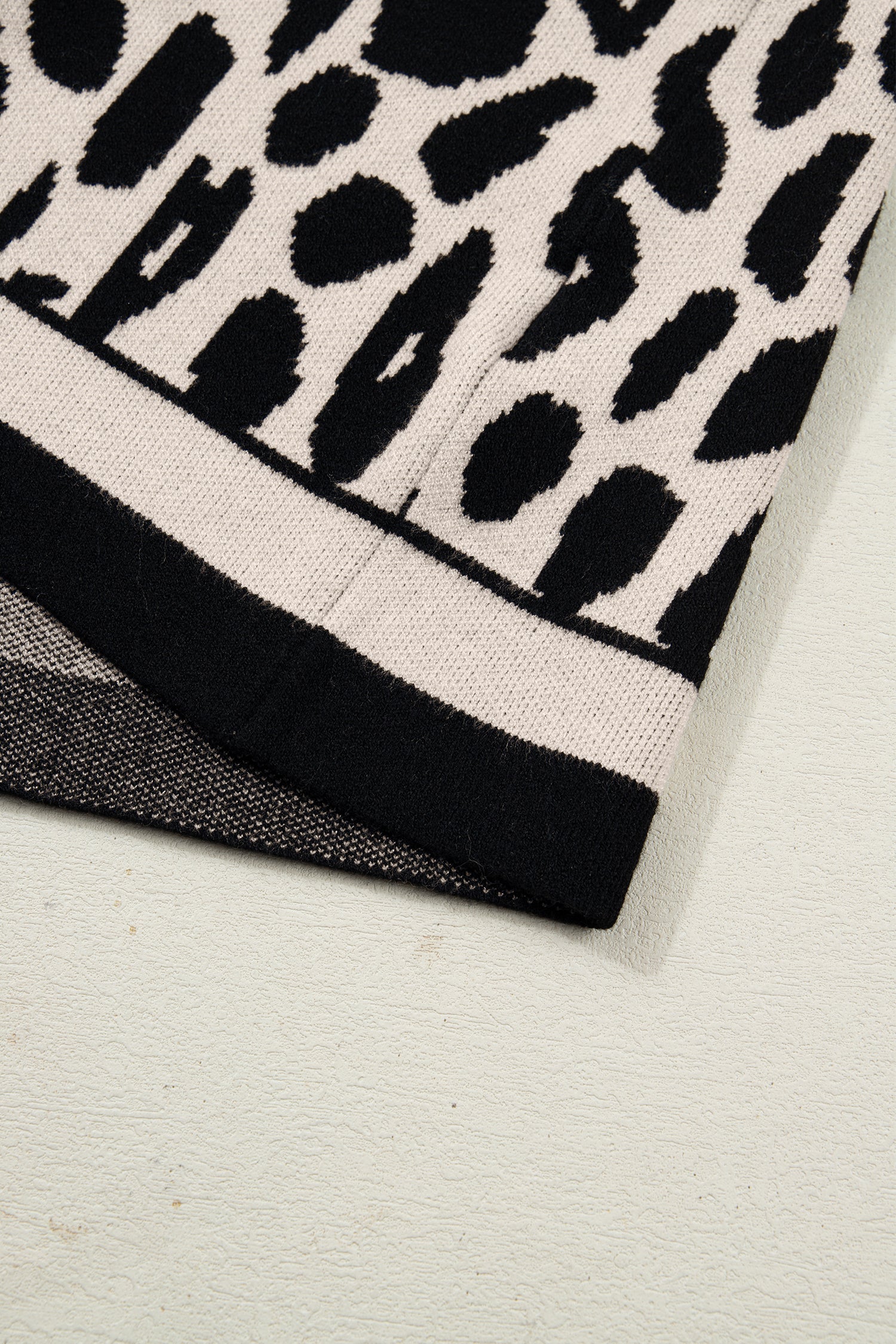 Leopard Print High Neck Short Sleeve Sweater