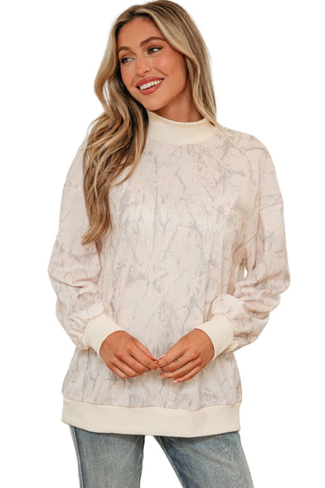 Camo Mock Neck Baggy Sweatshirt - Tops/Sweatshirts & Hoodies