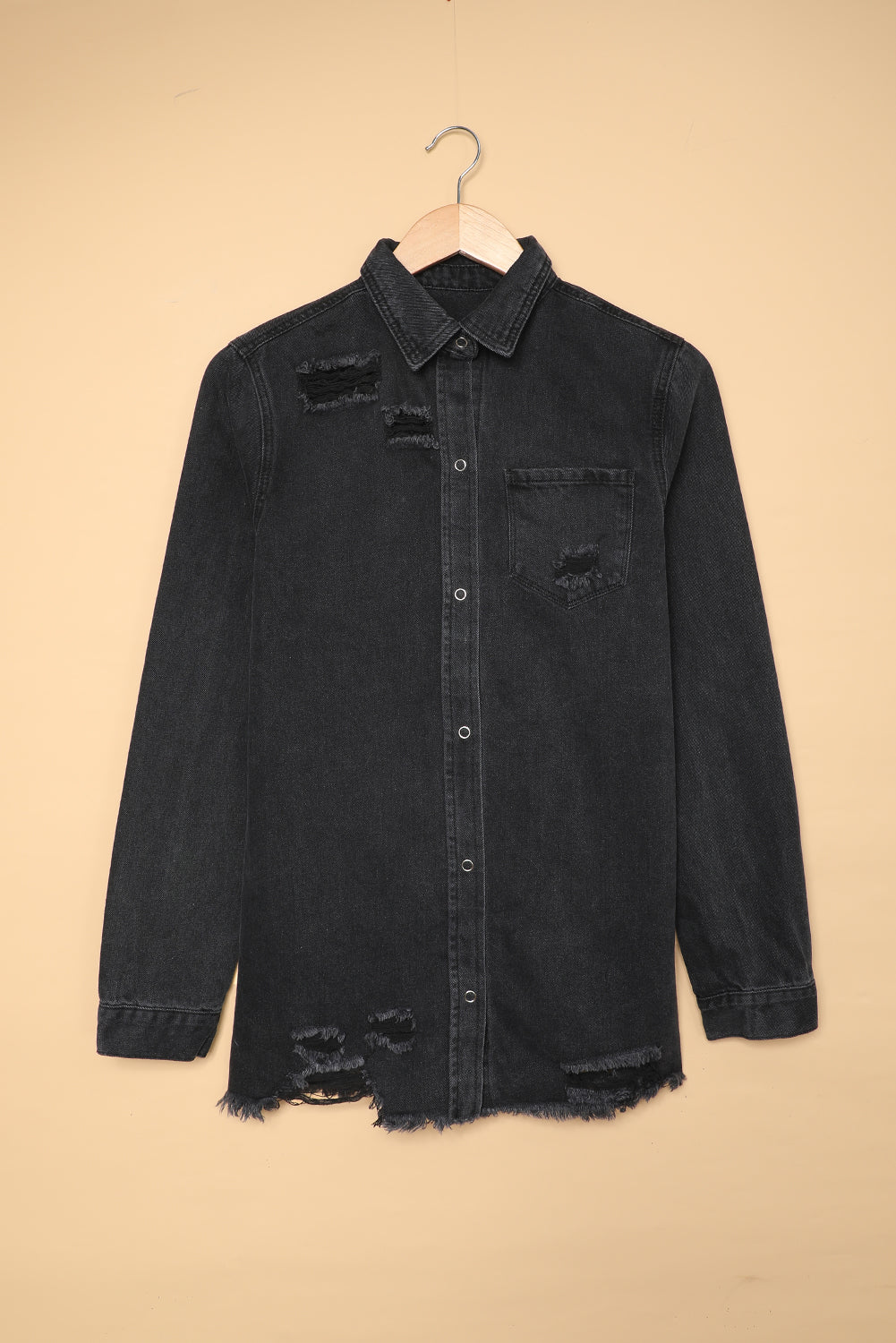 Black Ripped Denim Jacket Beagle Boutique Fashion Outlet