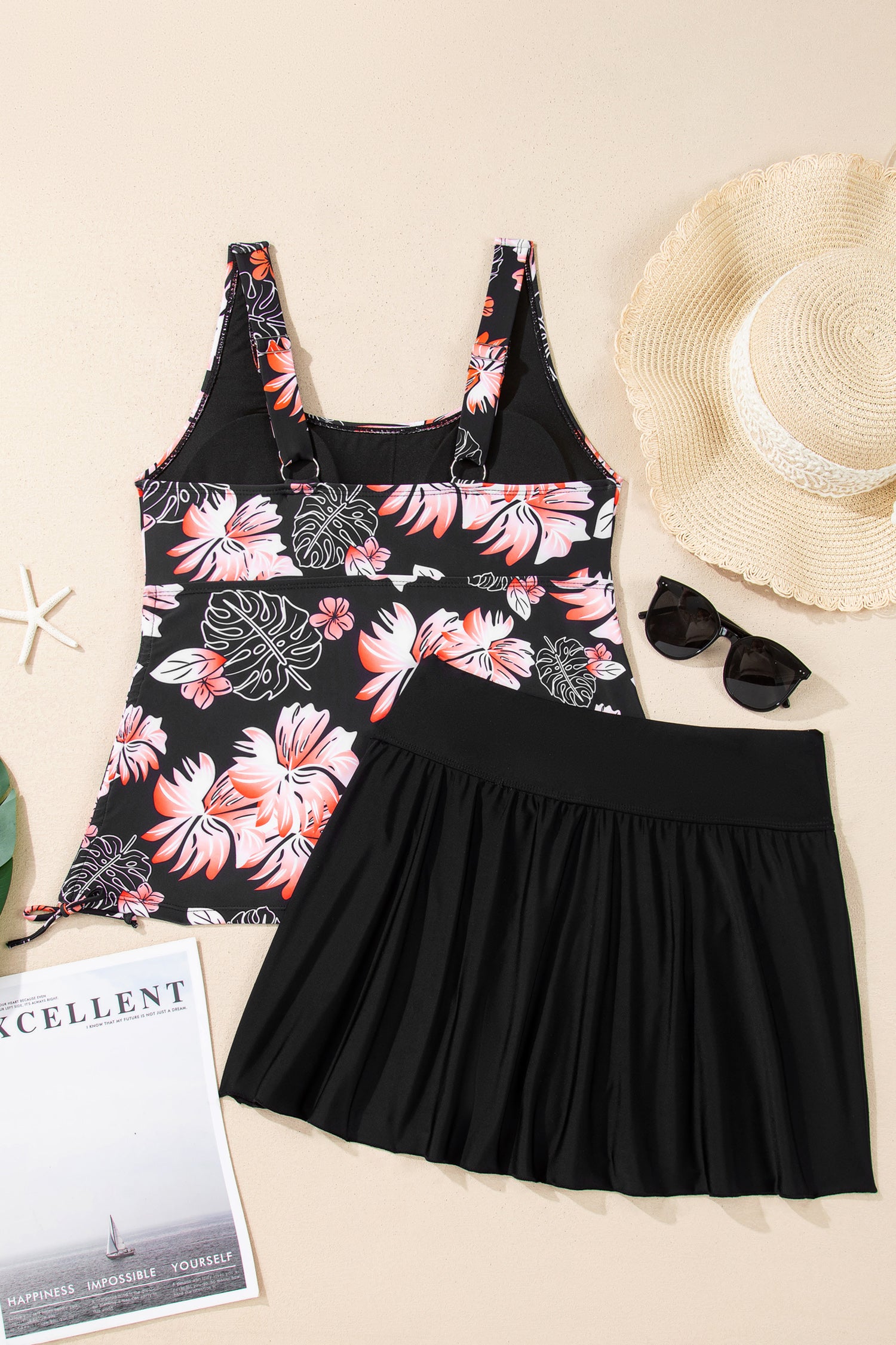Scoop Neck Adjustable Tankini and Matching Skort Swimsuit