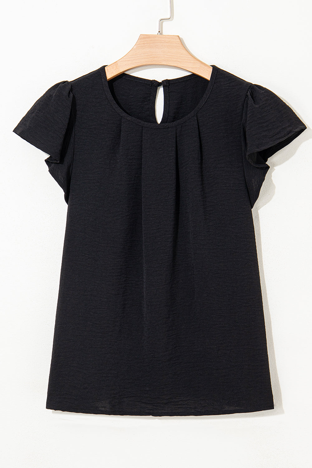Flounce Sleeve Pleated Textured Blouse eAura