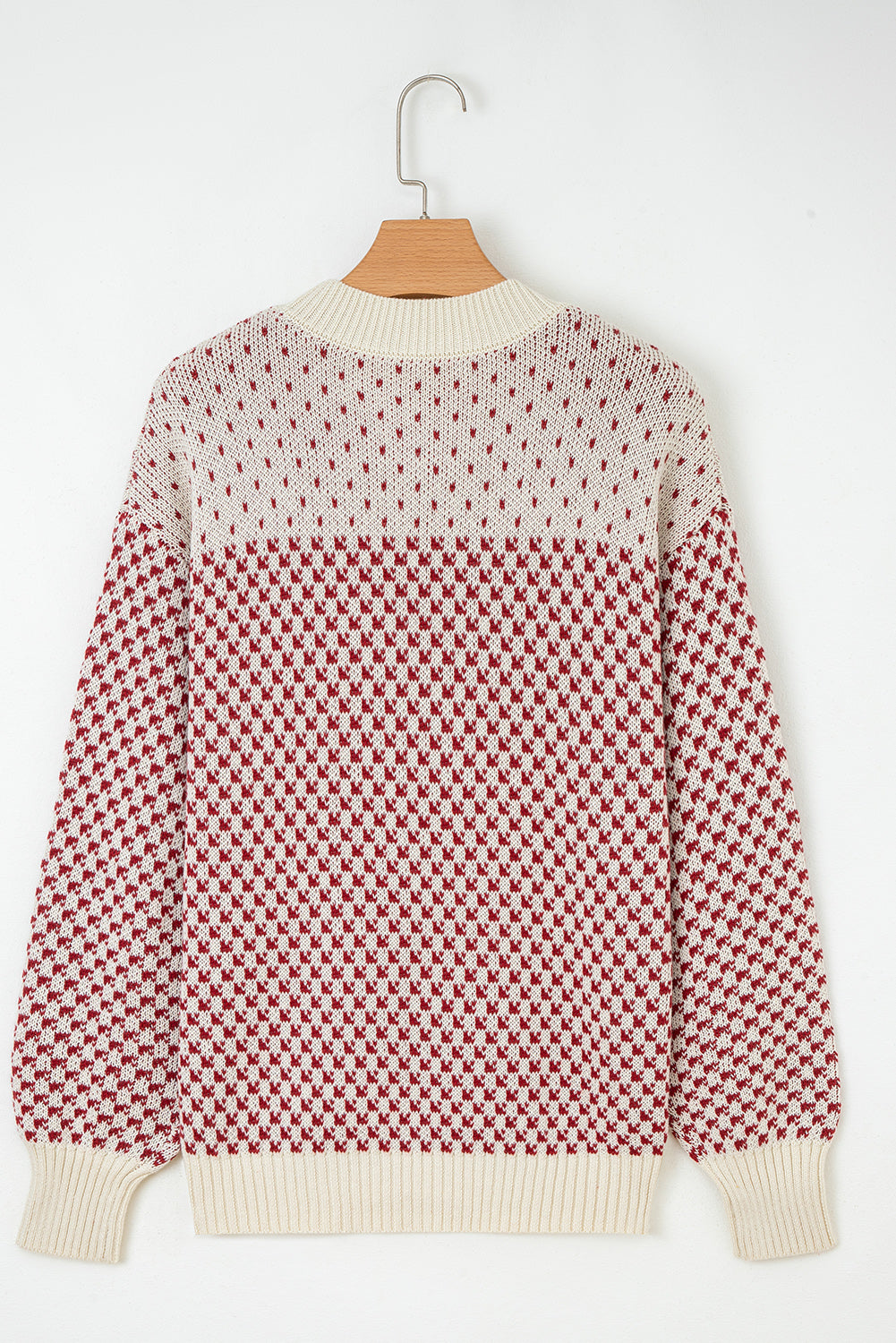 Contrast Colour Pattern Lantern Sleeve Sweater - eAura