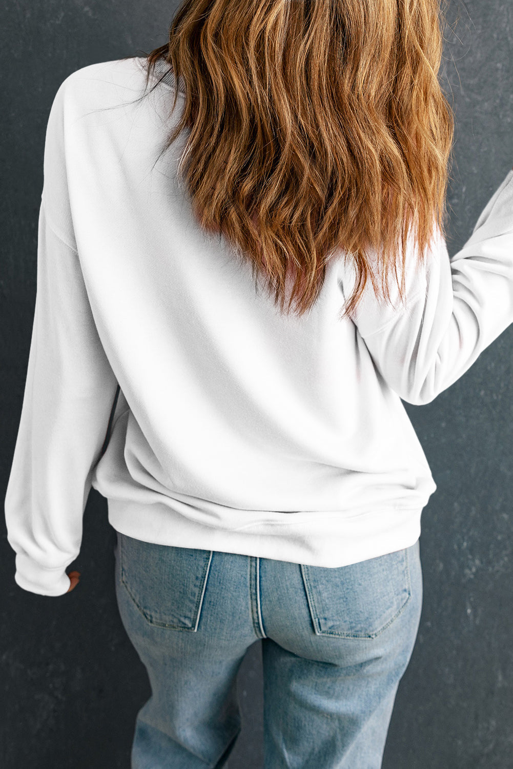 Beige Solid Classic Crewneck Pullover Sweatshirt eAura