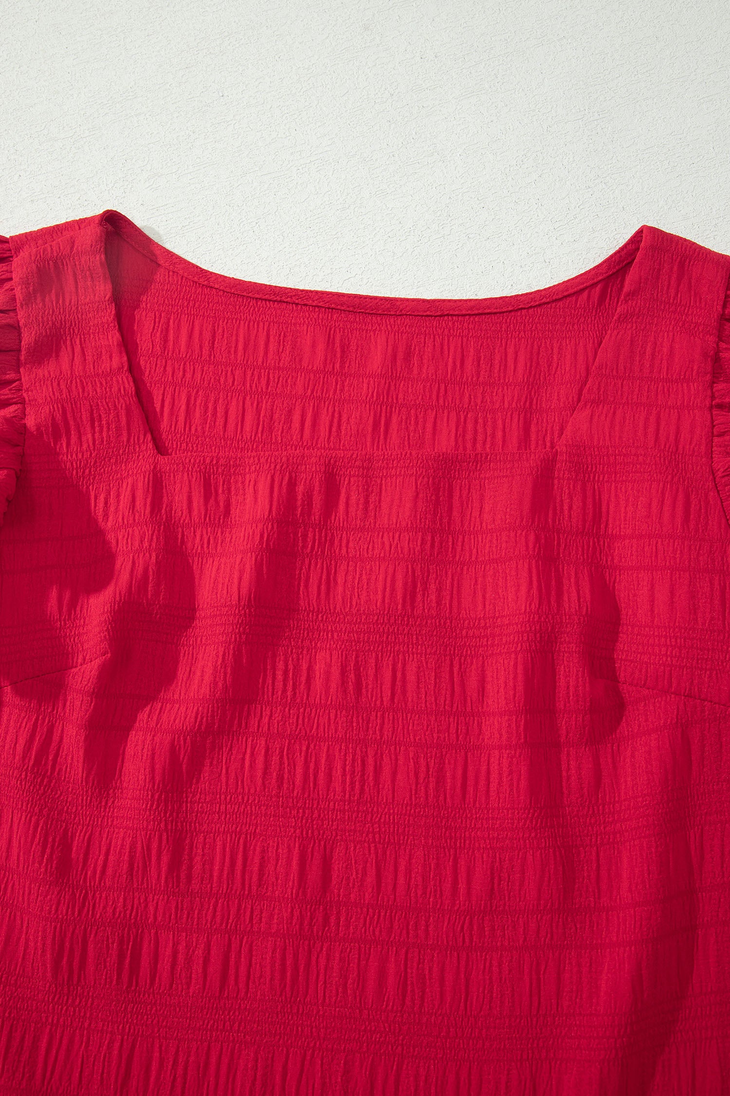 Textured Square Neck Top & Shirred High Waist Shorts Co-ord Set