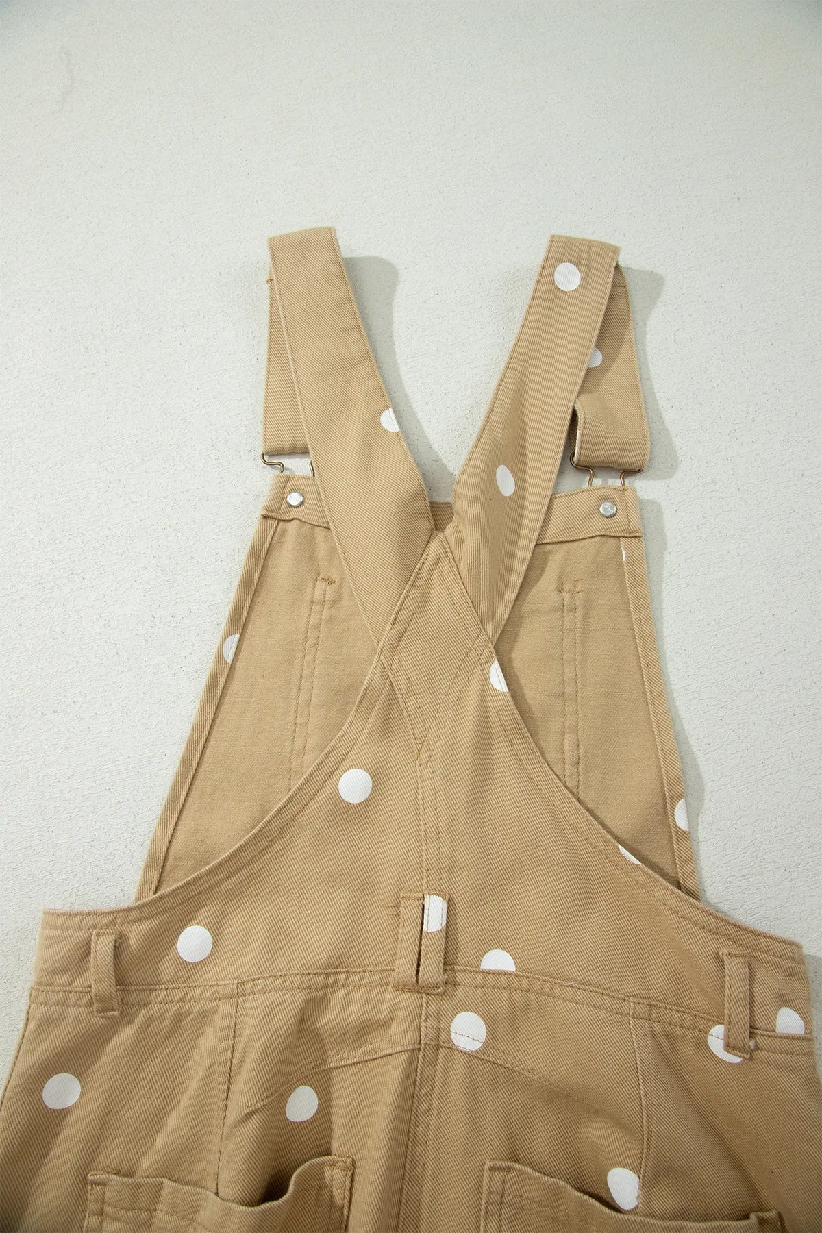 Polka Dot Print Bib Pocket Denim Barrel Overalls