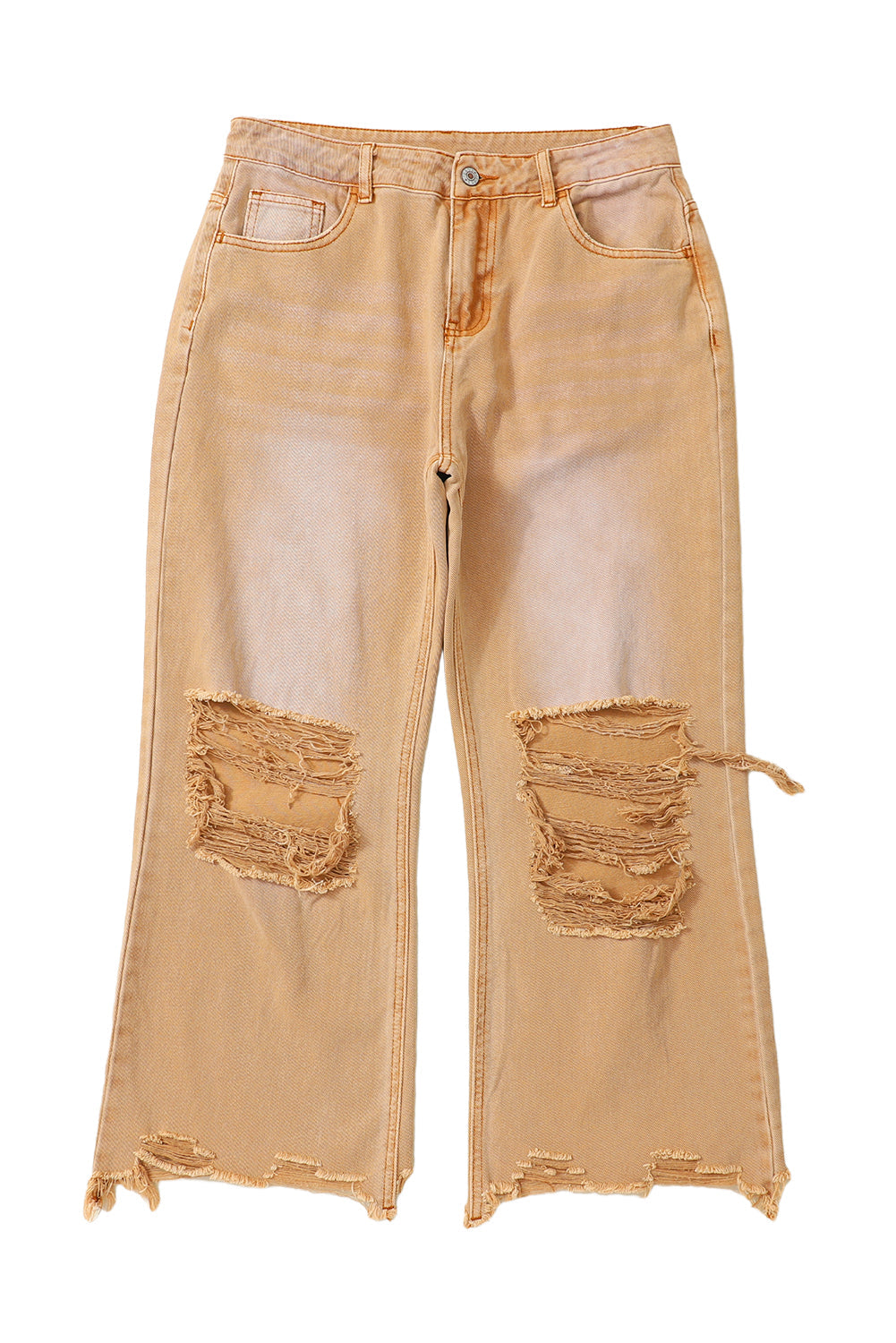 Black Distressed Hollow-out High Waist Cropped Flare Jeans Beagle Boutique Fashion Outlet