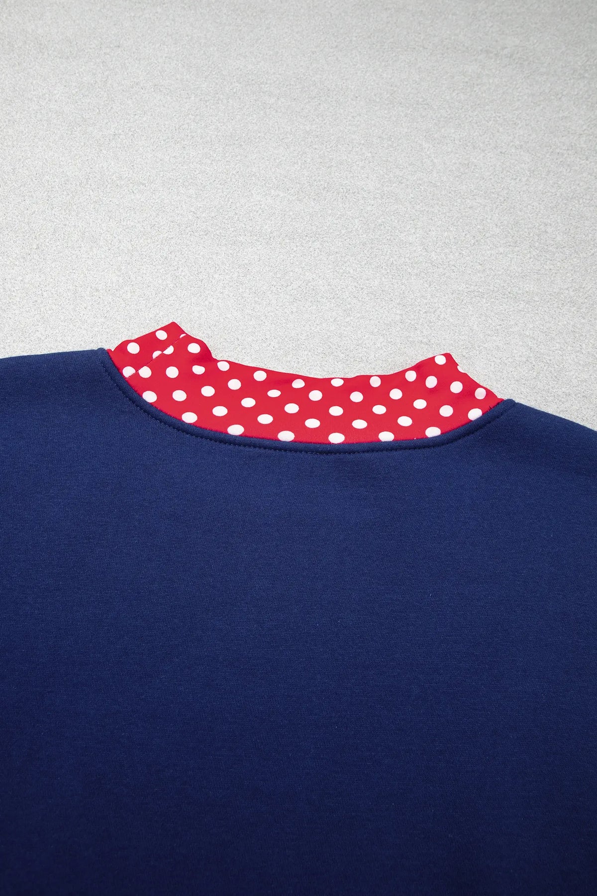 Polka Dot Patchwork Round Neck Plus Size Sweatshirt – Racing Red