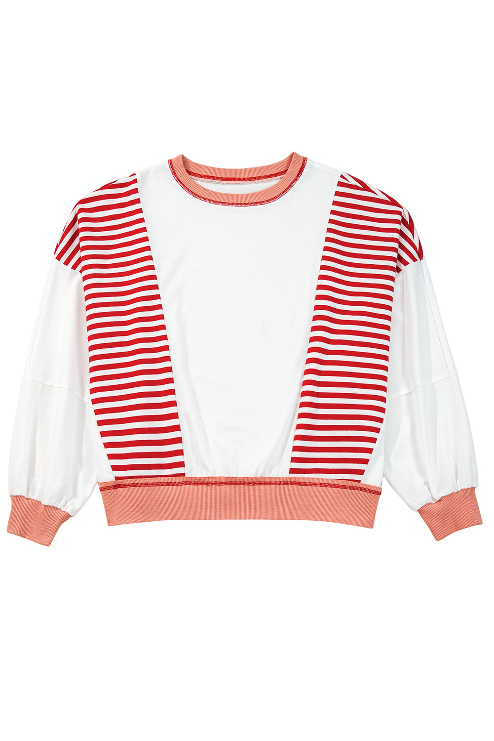Striped Contrast Stitching Oversized Sweatshirt - eAura
