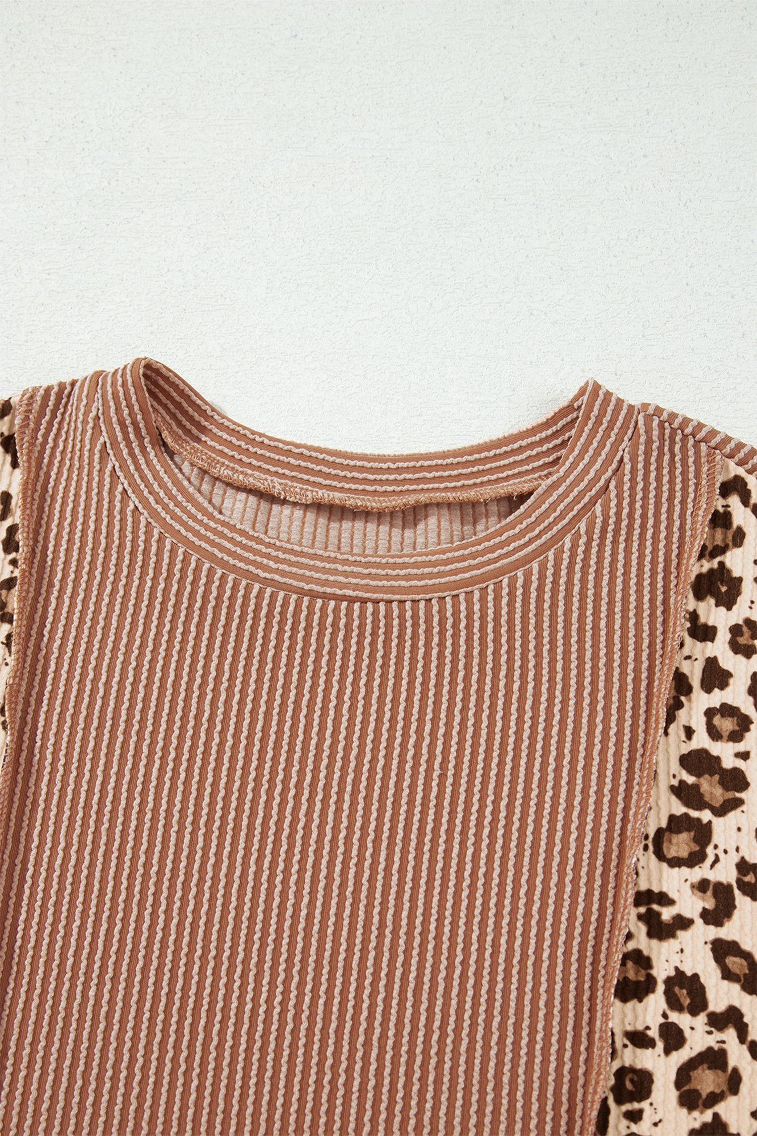 Leopard Print Colorblock Ribbed Knit Top – Dune