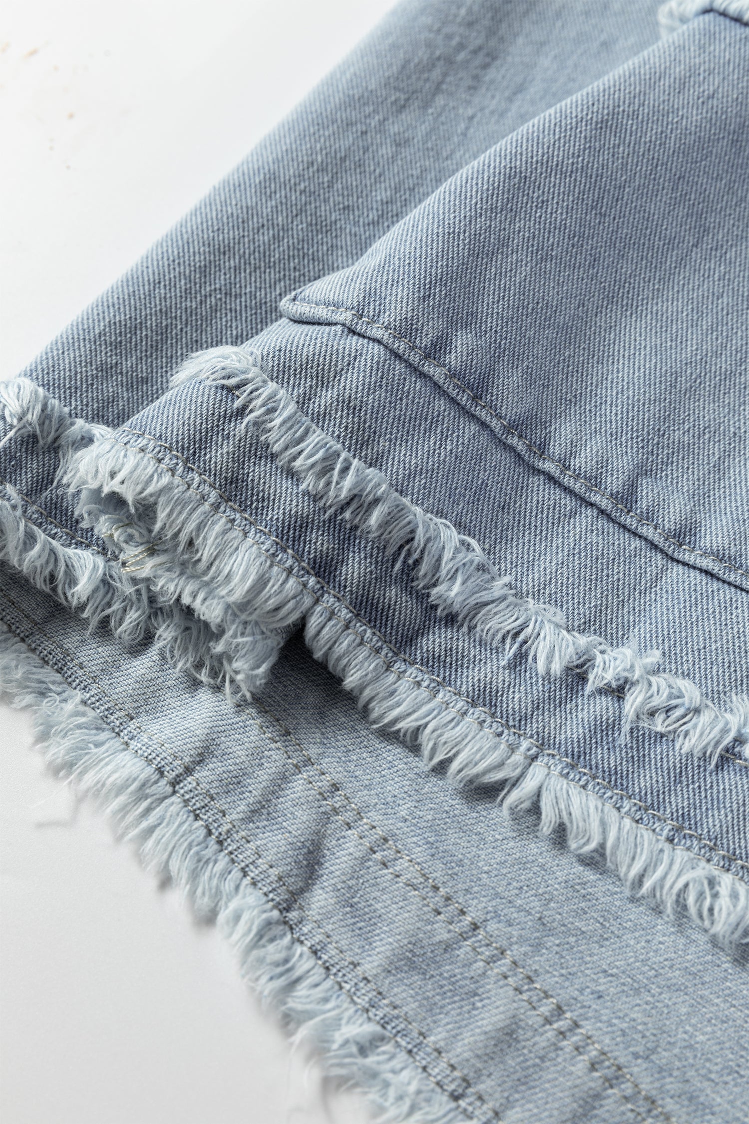 Frayed Edge Flap Pockets Denim Vest Jacket - eAura