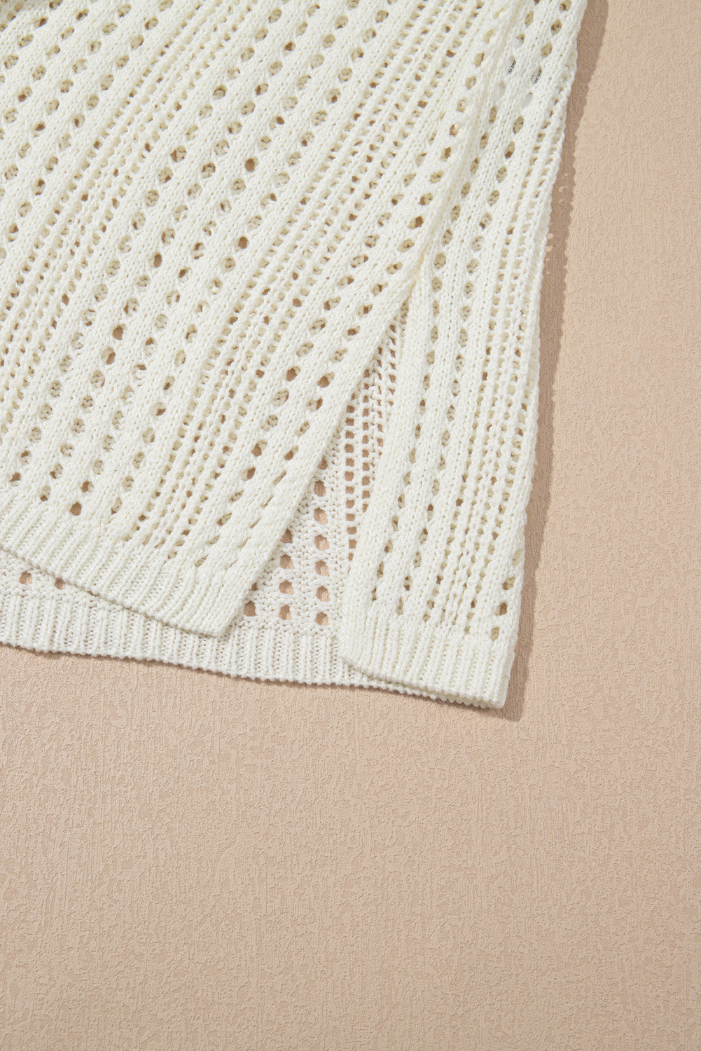 Beige Open Knit Drawstring Waist Beach Dress BB Fashion Outlet