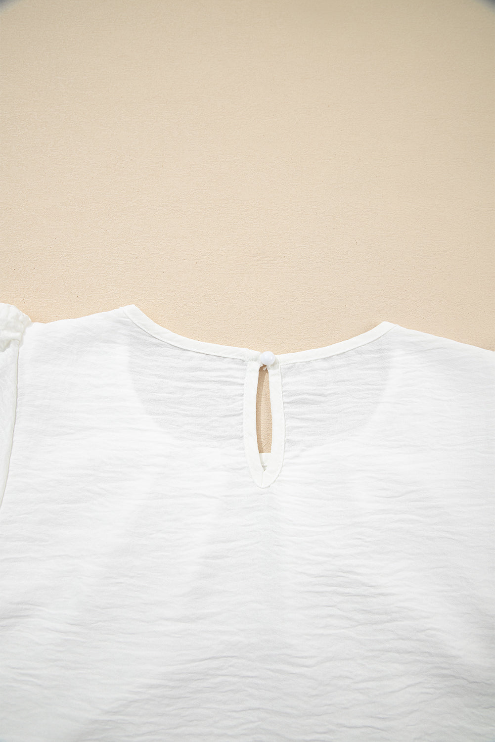 Flounce Sleeve Pleated Textured Blouse eAura