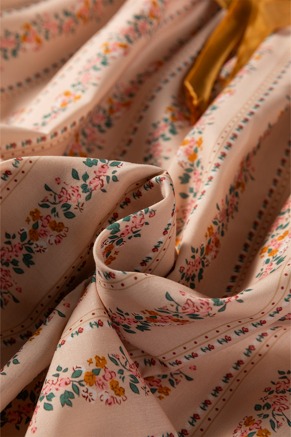 Floral Print Contrast Velvet Bow Lace Patchwork Long Sleeve Loose Mini Dress - eAura