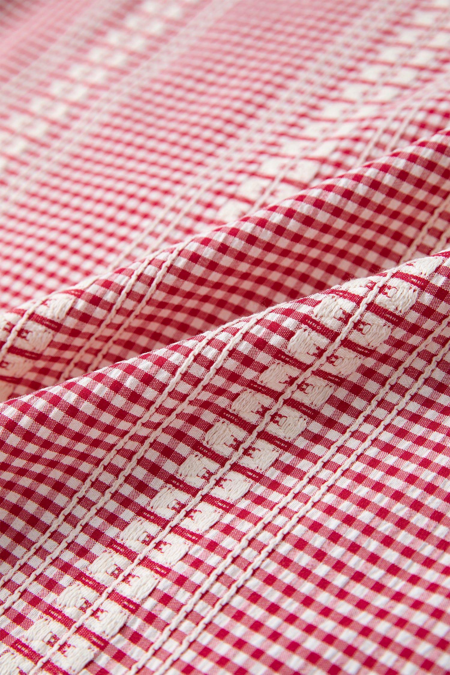 Western Pony Embroidered Yoke Puff Sleeve Gingham Blouse