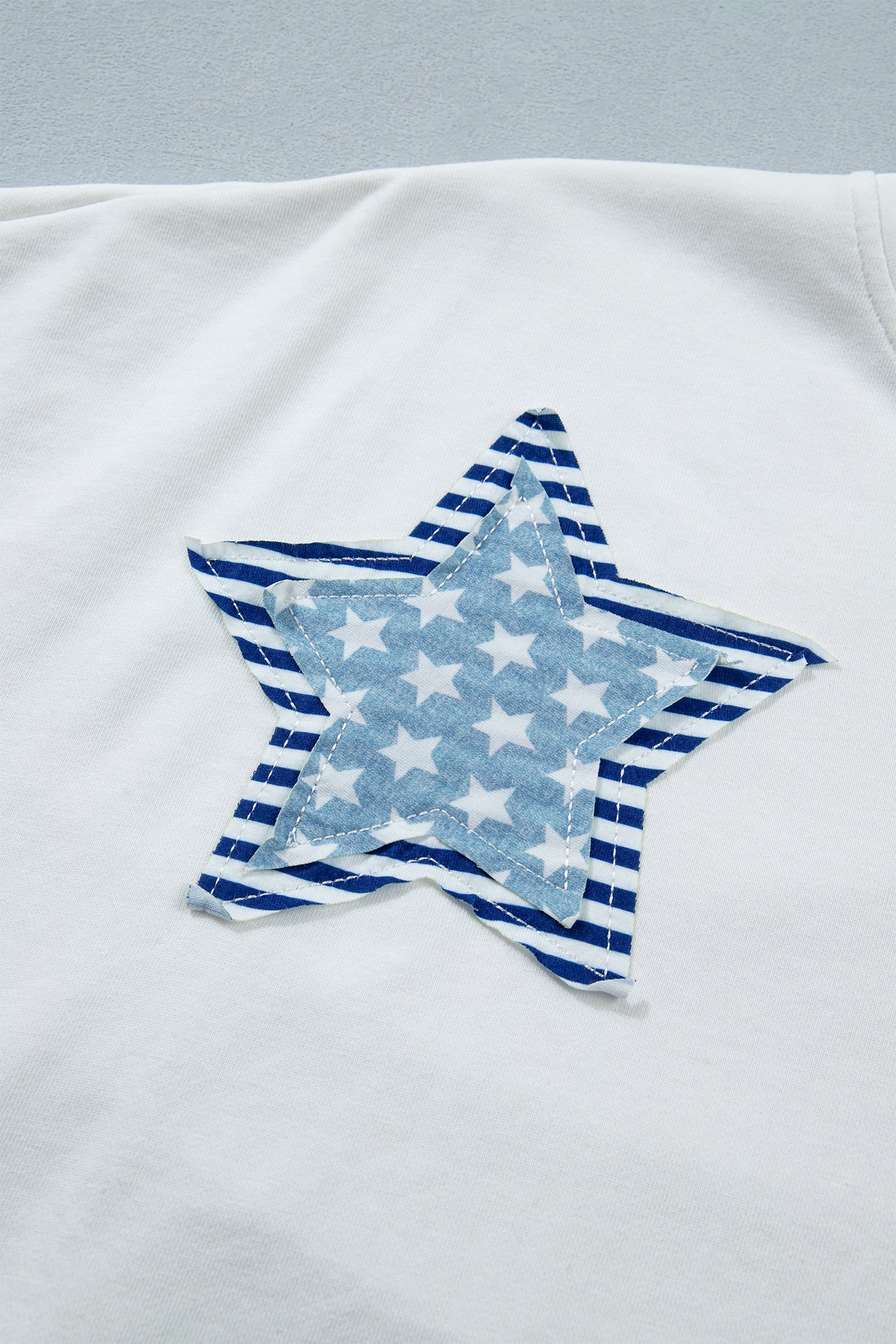 Star Patched Mineral Washed Notched Neck Tee