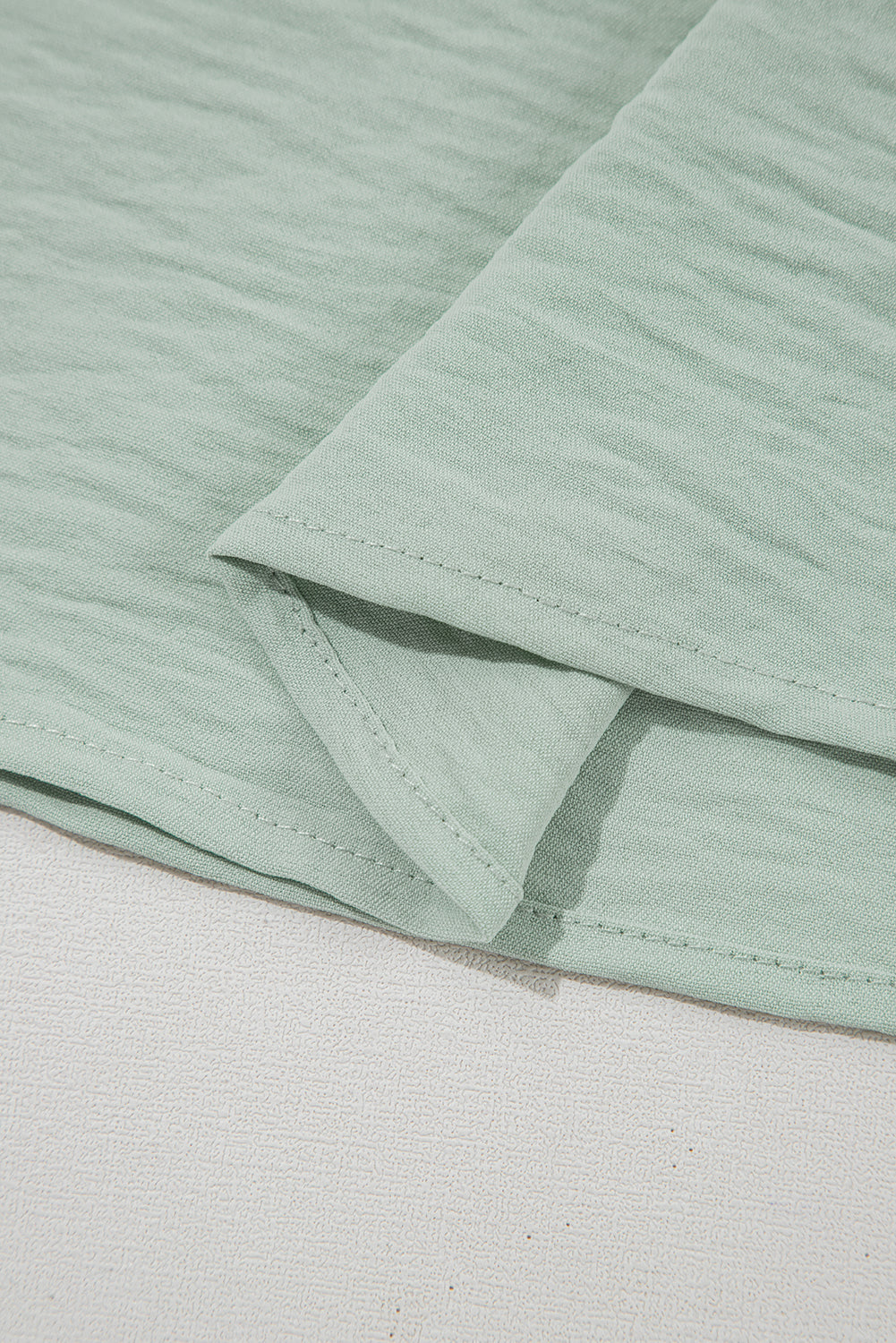 Clearly Aqua Solid Colour Ruffled Short Sleeve Casual Blouse eAura