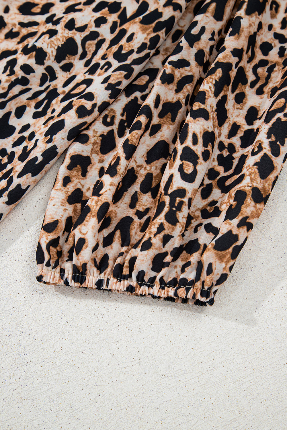 Apricot Leopard V Neck Half Sleeve Blouse eAura