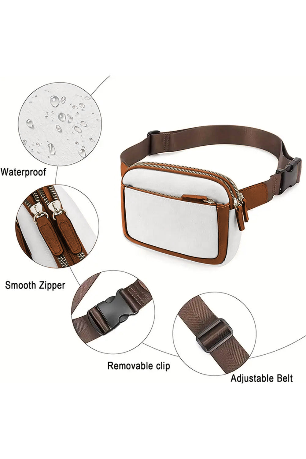 White Adjustable Strap Mini PU Leather Crossbody Bag BB Fashion Outlet