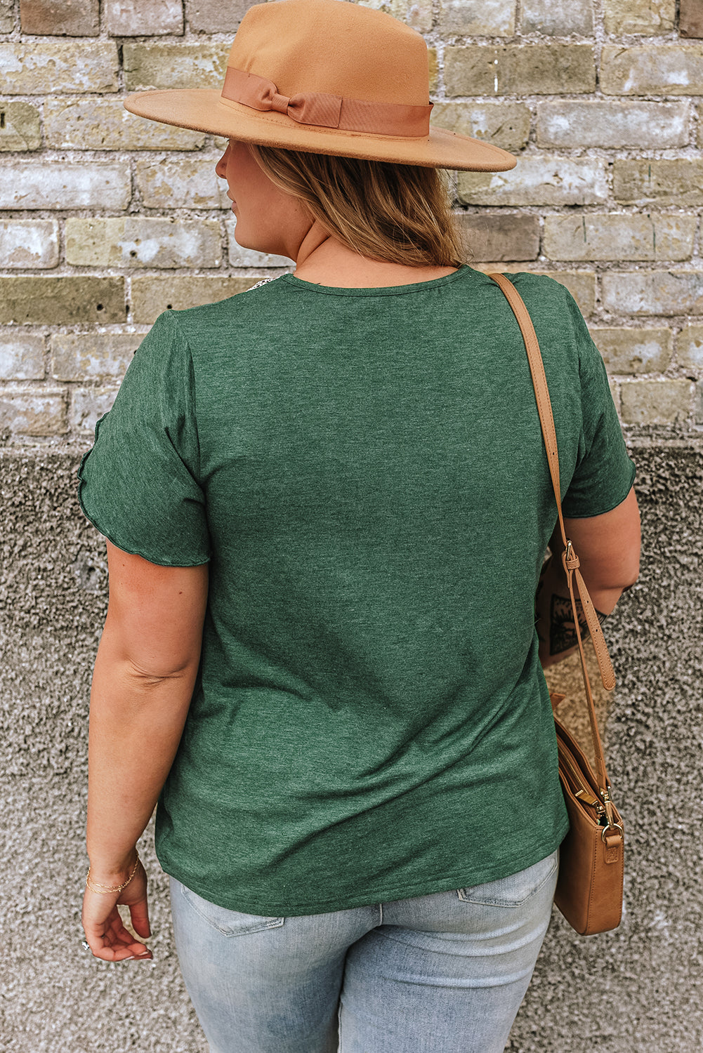Blackish Green Plus Size Embroidery V Neck Draped Sleeve Blouse BB Fashion Outlet