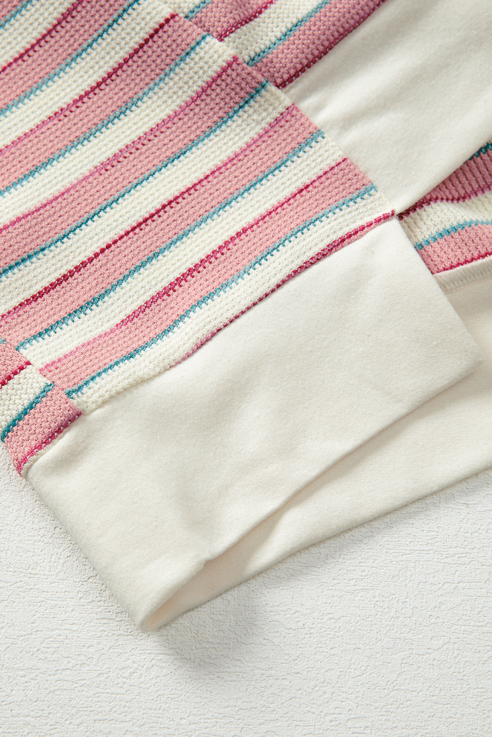 Stripe Stitched Detail Patchwork Oversized Pullover Top - eAura