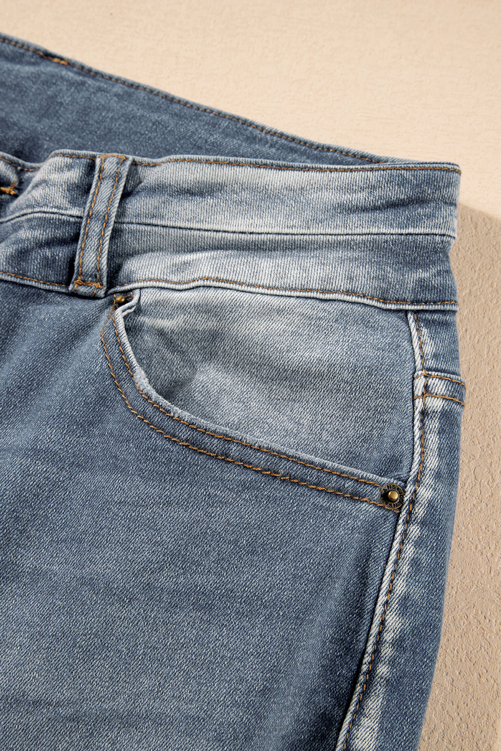 Dusk Blue Vintage Light Wash Ripped Raw Edge Flare Jeans Beagle Boutique Fashion Outlet