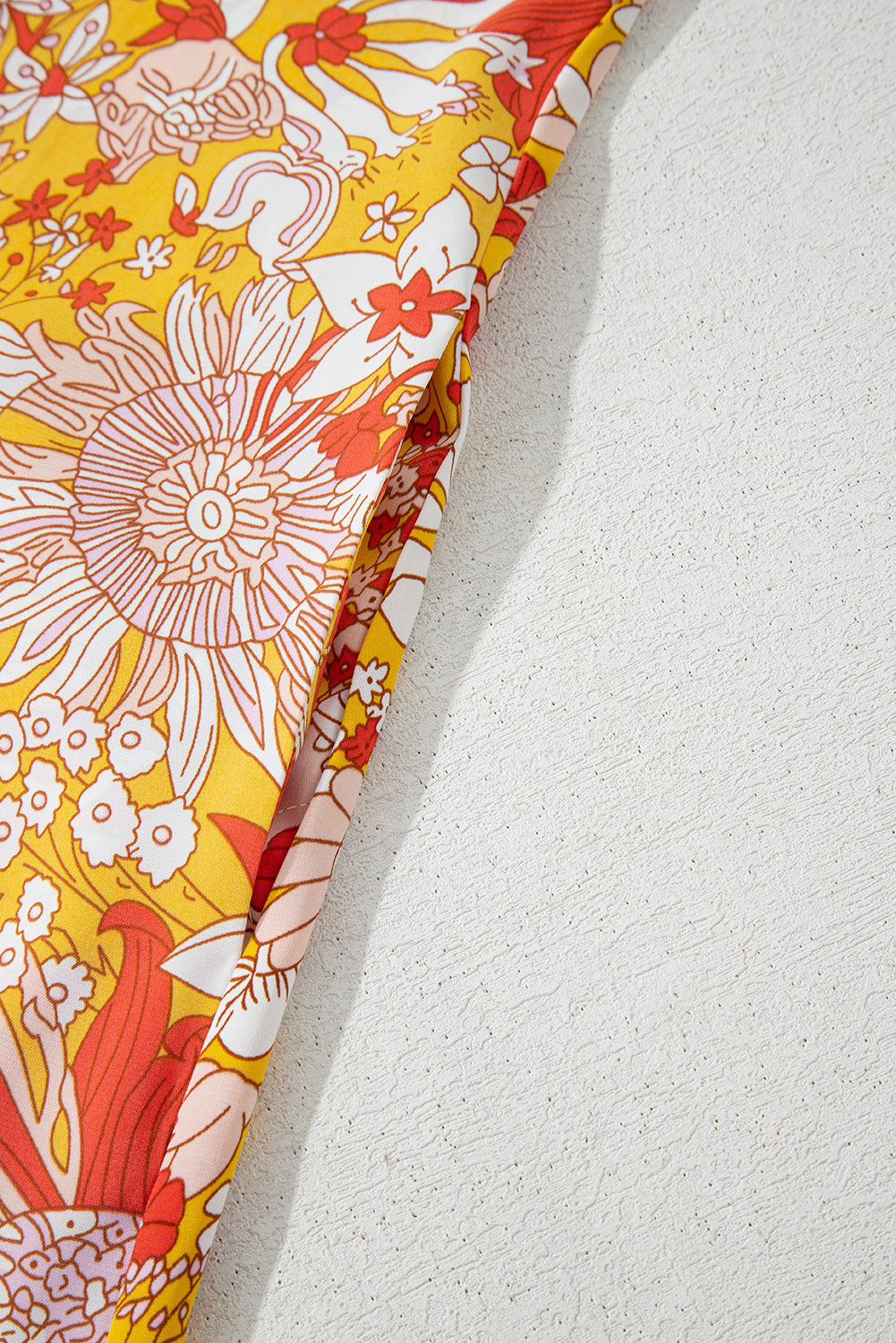 Orange Floral V Neck Wide Leg Sleeveless Jumpsuit eAura