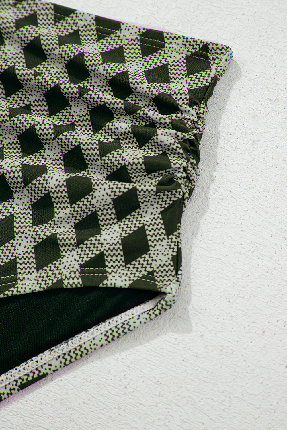 Green Dotted Mesh Plaid Patchwork High Waisted Bikini eAura