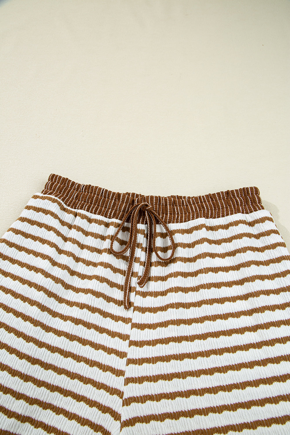 Striped Collared Pullover Top and Drawstring Trousers Co-ord Set eAura