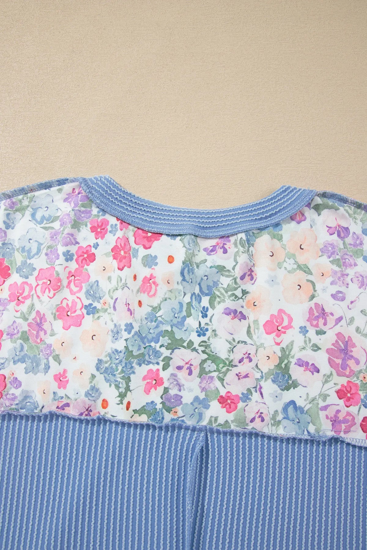 Floral Print Round Neck Long Sleeve Top – Multicolour