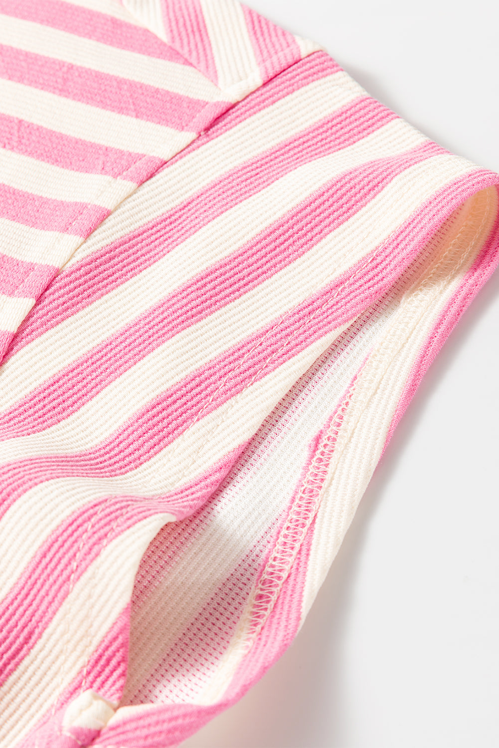 Rose Stripe Crew Neck T Shirt and Drawstring Shorts Set eAura