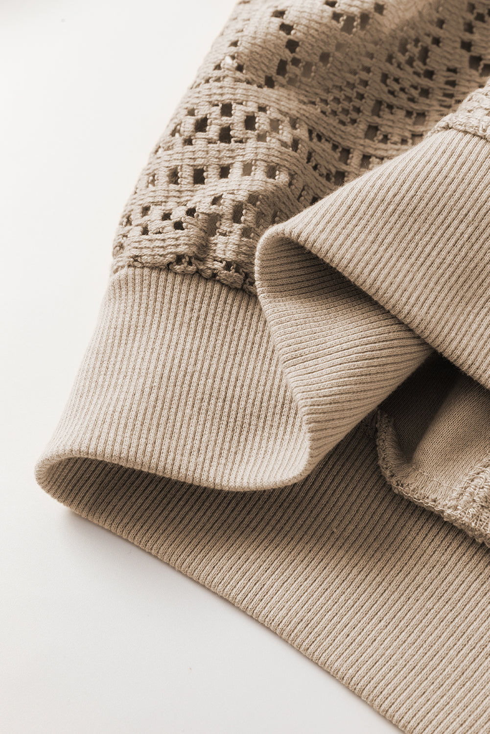 Knit Crochet Exposed Seam Ribbed Trim Sweatshirt eAura