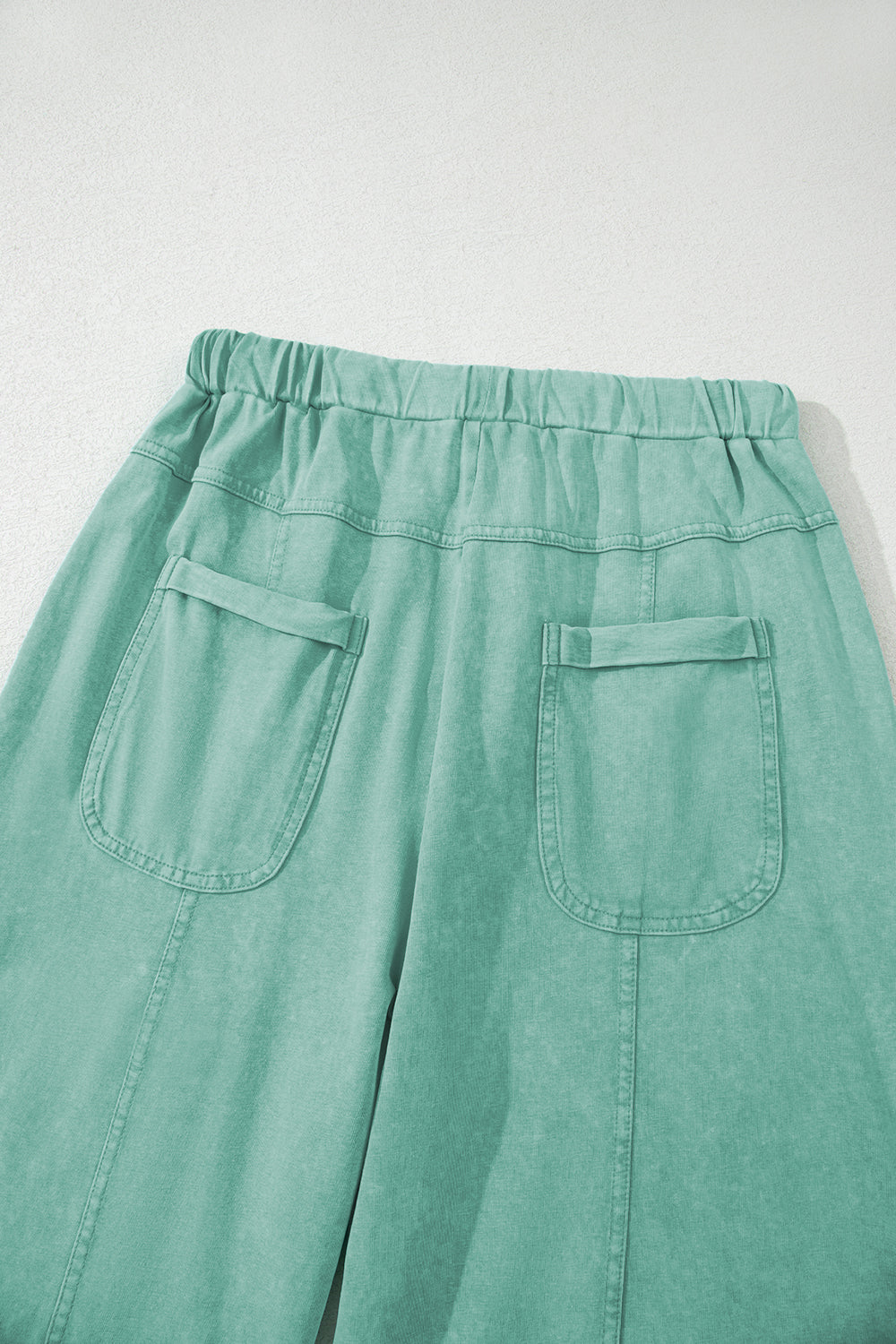 Mineral Wash Exposed Seam Drawstring High Waist Wide Leg Cargo Trousers eAura