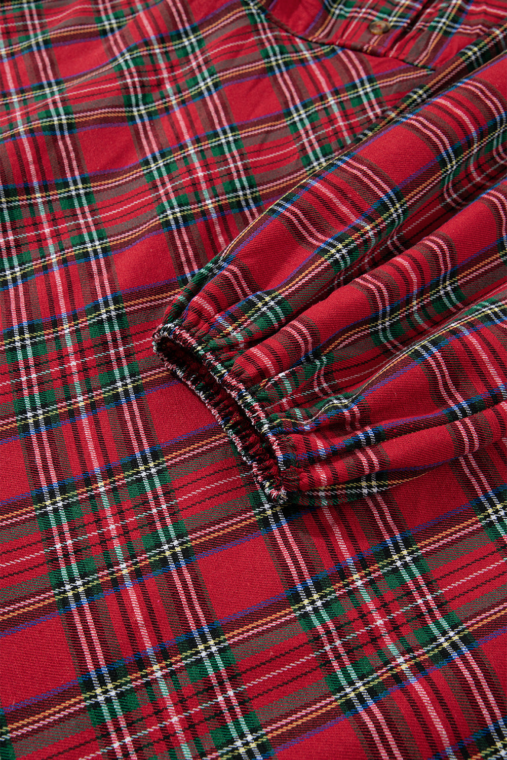 Plus Size Plaid Half Button Long Sleeve Holiday Dress - eAura