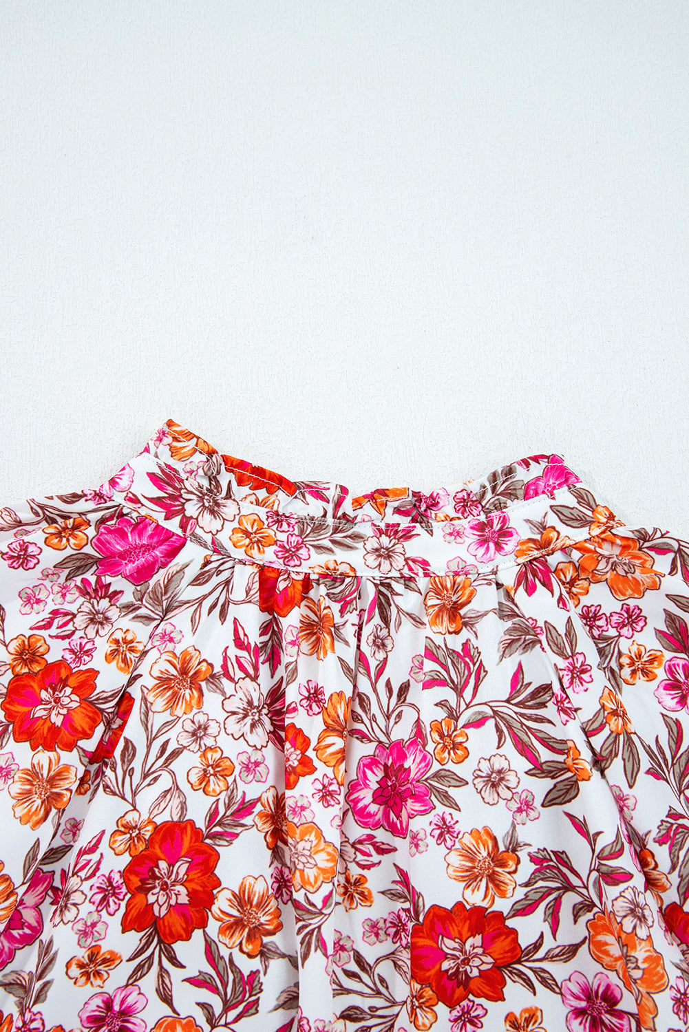 Pink Floral Print Tie Split Neck Bracelet Sleeve Blouse Dear-Lover Dropshipping