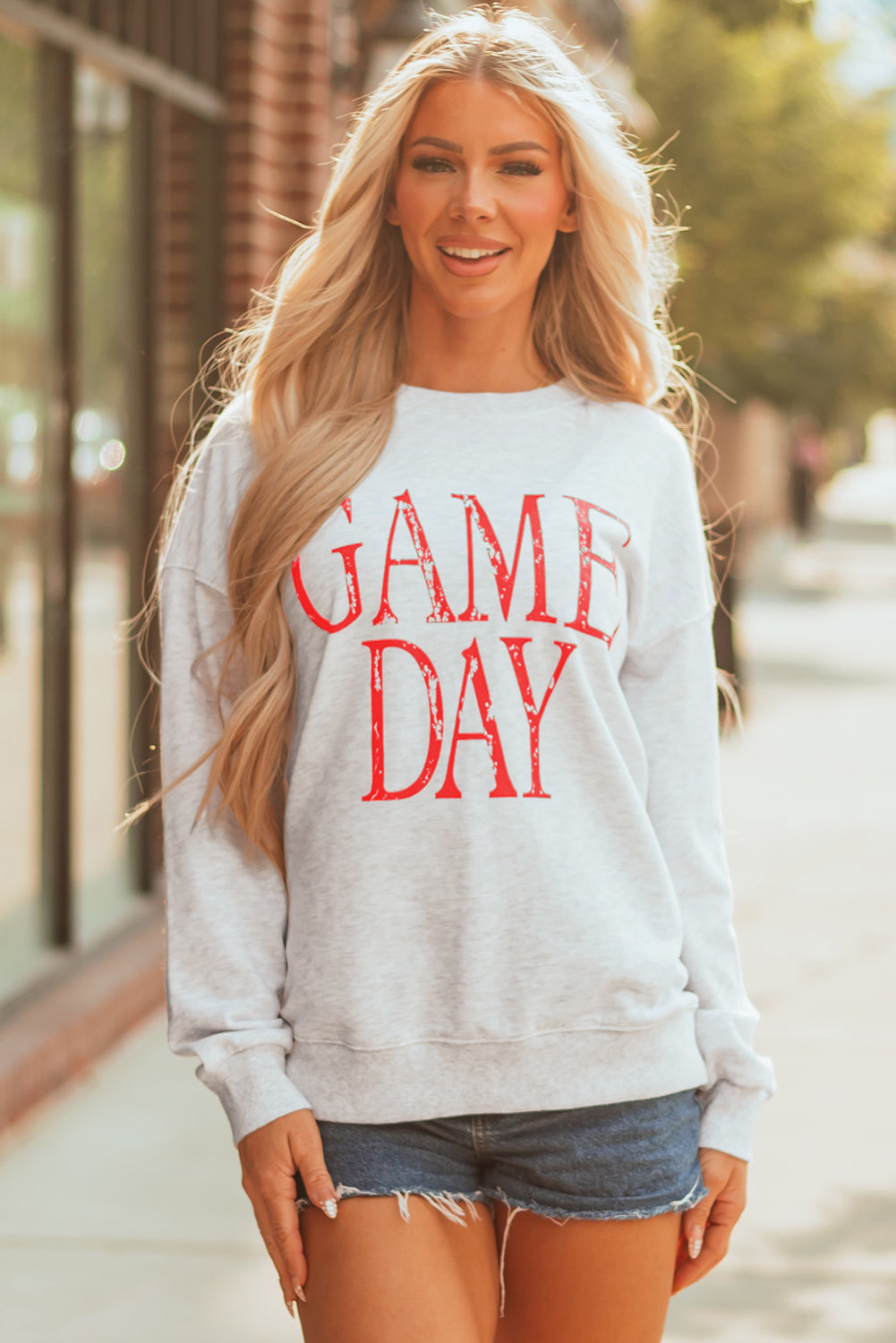 Vintage Washed GAME DAY Graphic Baggy Sweatshirt - eAura