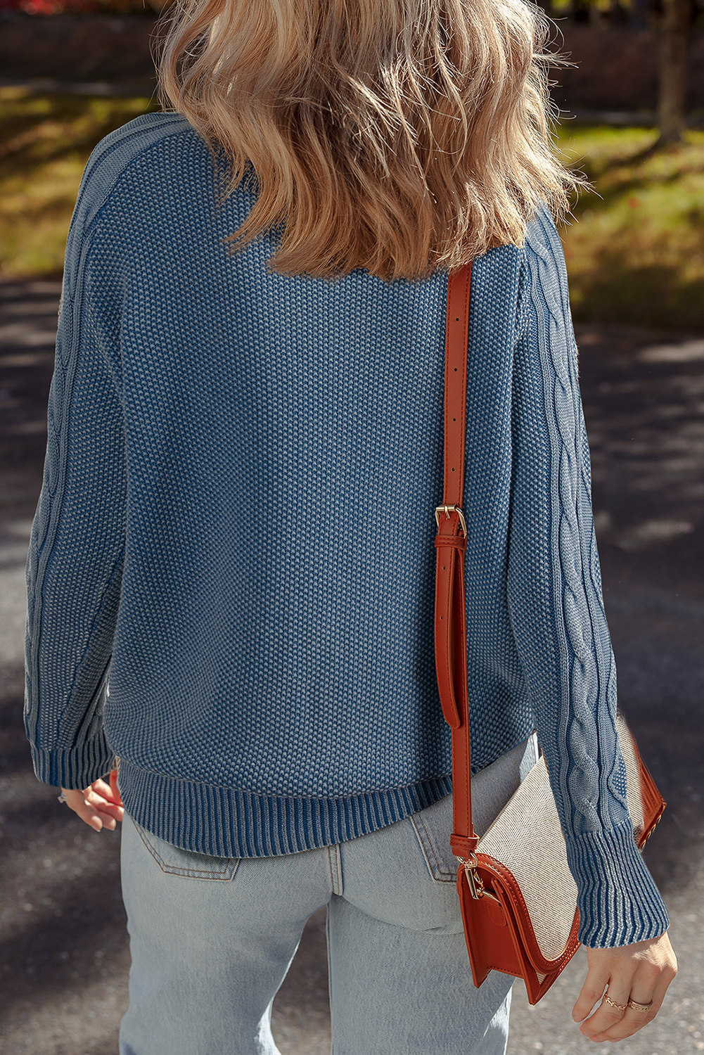 Contrast Cable Knit Sleeve Casual Sweater Dear-Lover Dropshipping