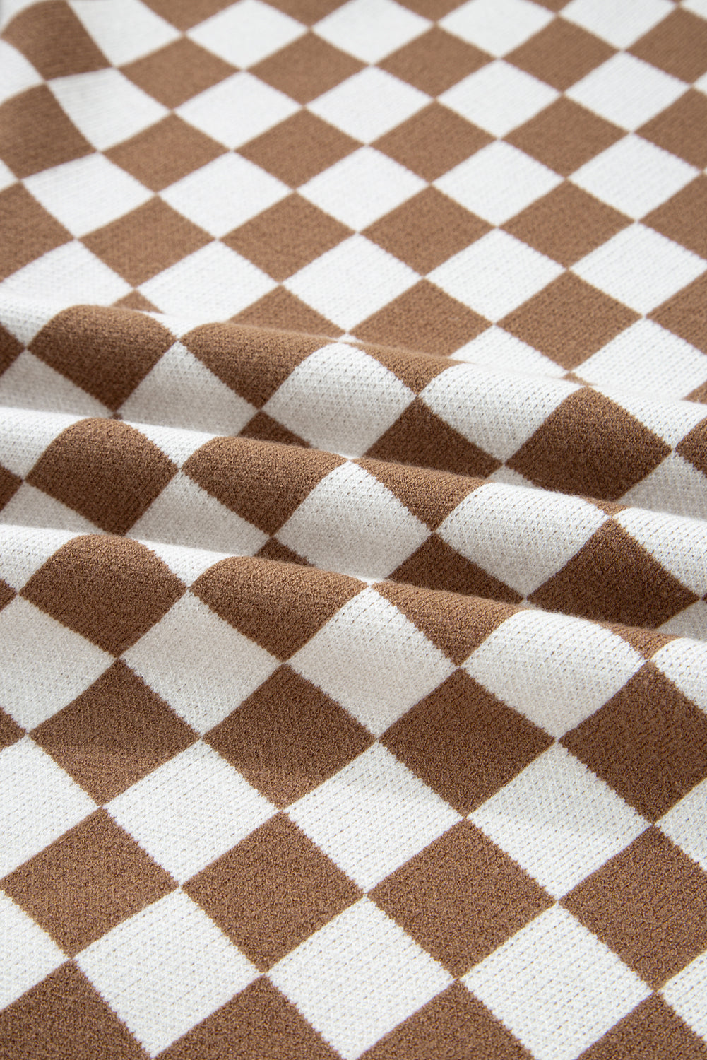 Checkered Contrast Edge Crewneck Plus Size Sweater - eAura