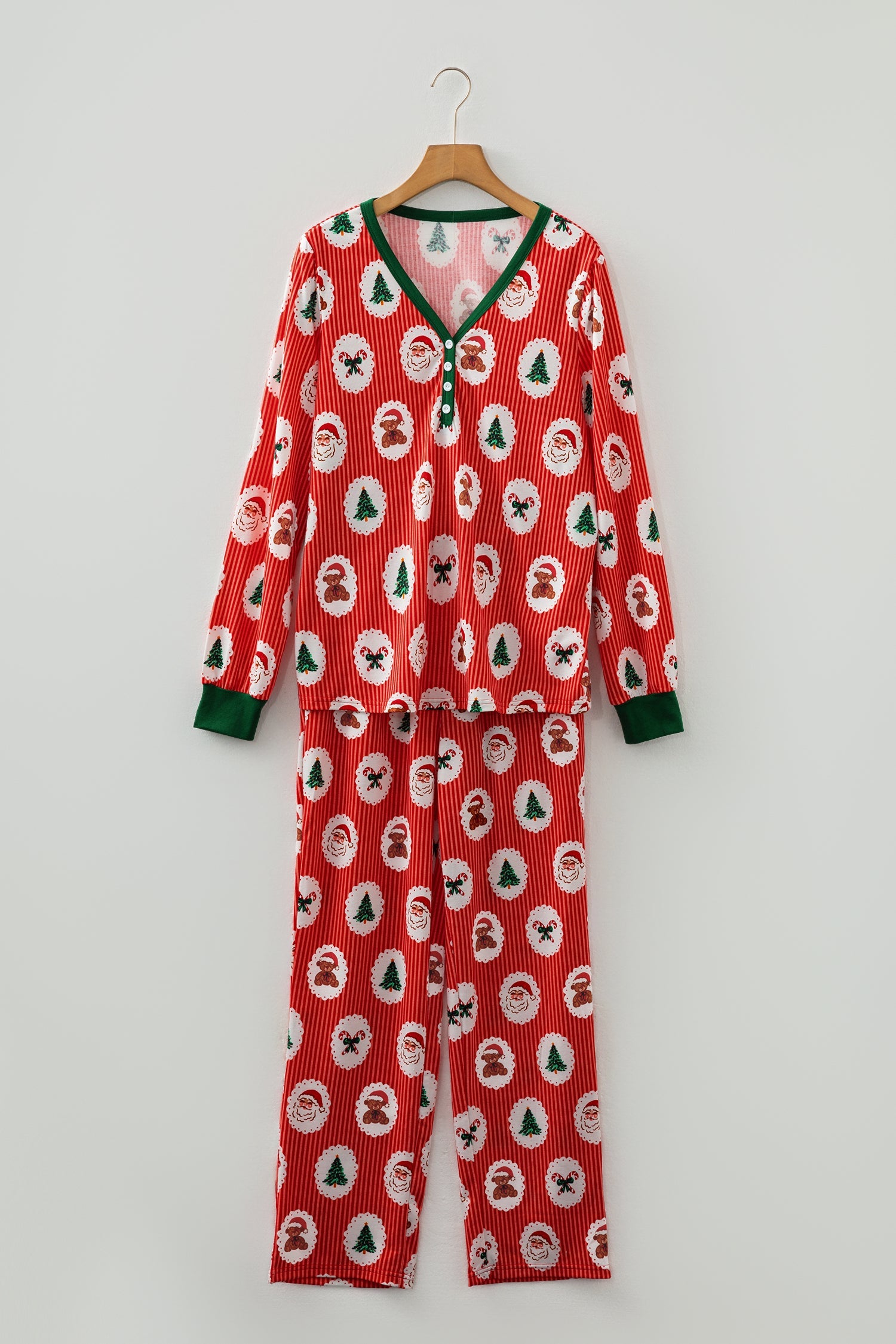 Red Stripe Christmas Fashion Print Pyjama Set - eAura