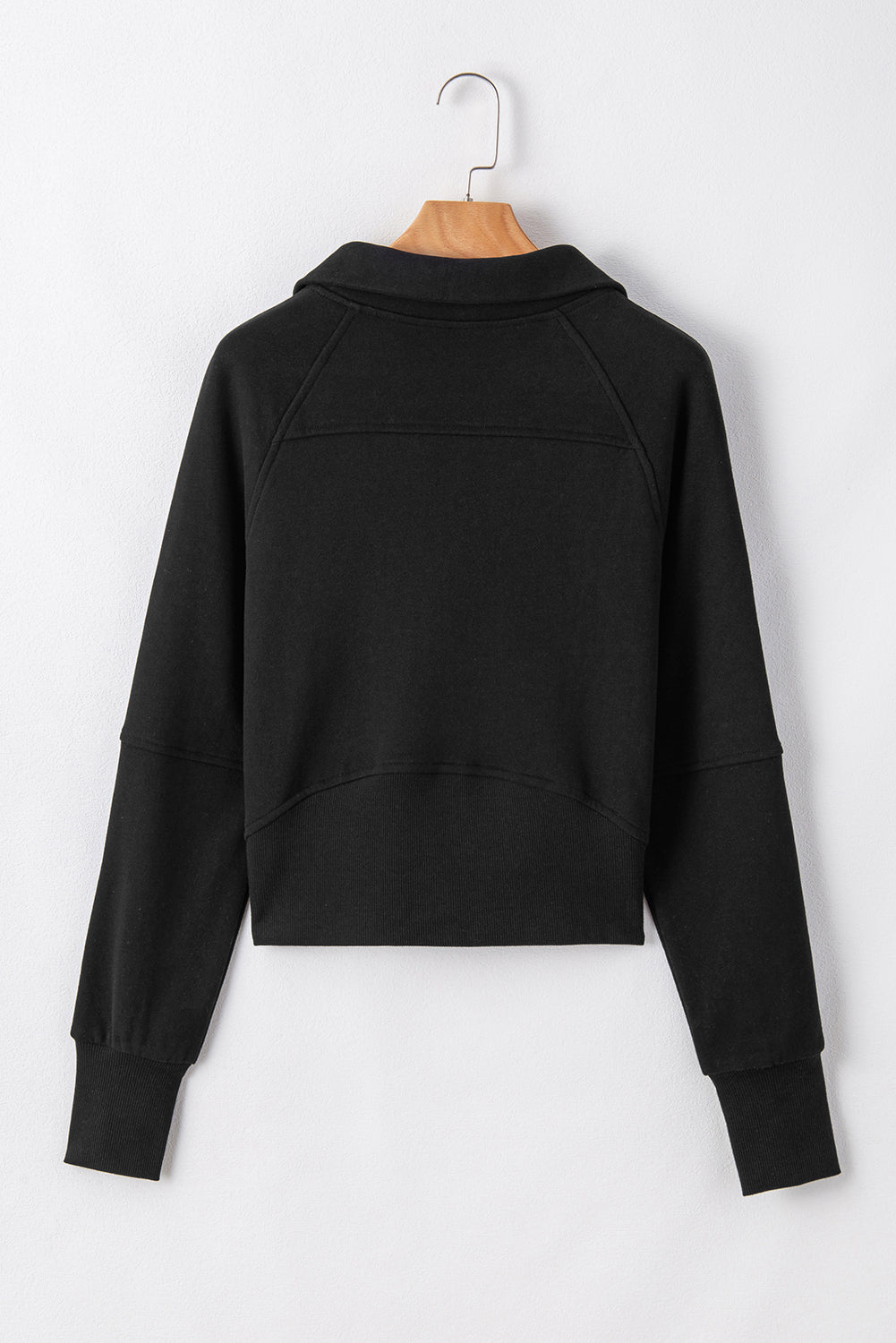 Brown Fleece Lined Zip Up Stand Collar Thumbhole Sleeve Sweatshirt eAura