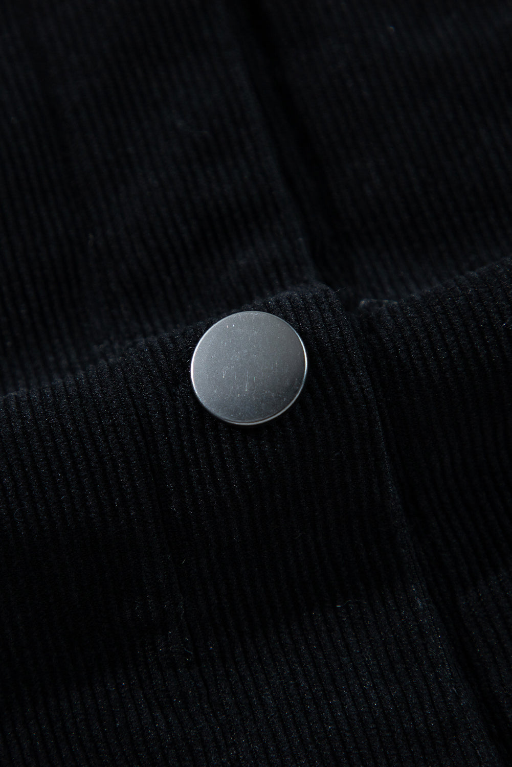 Black Fleece Lined Button-up Collared Corduroy Crop Jacket eAura
