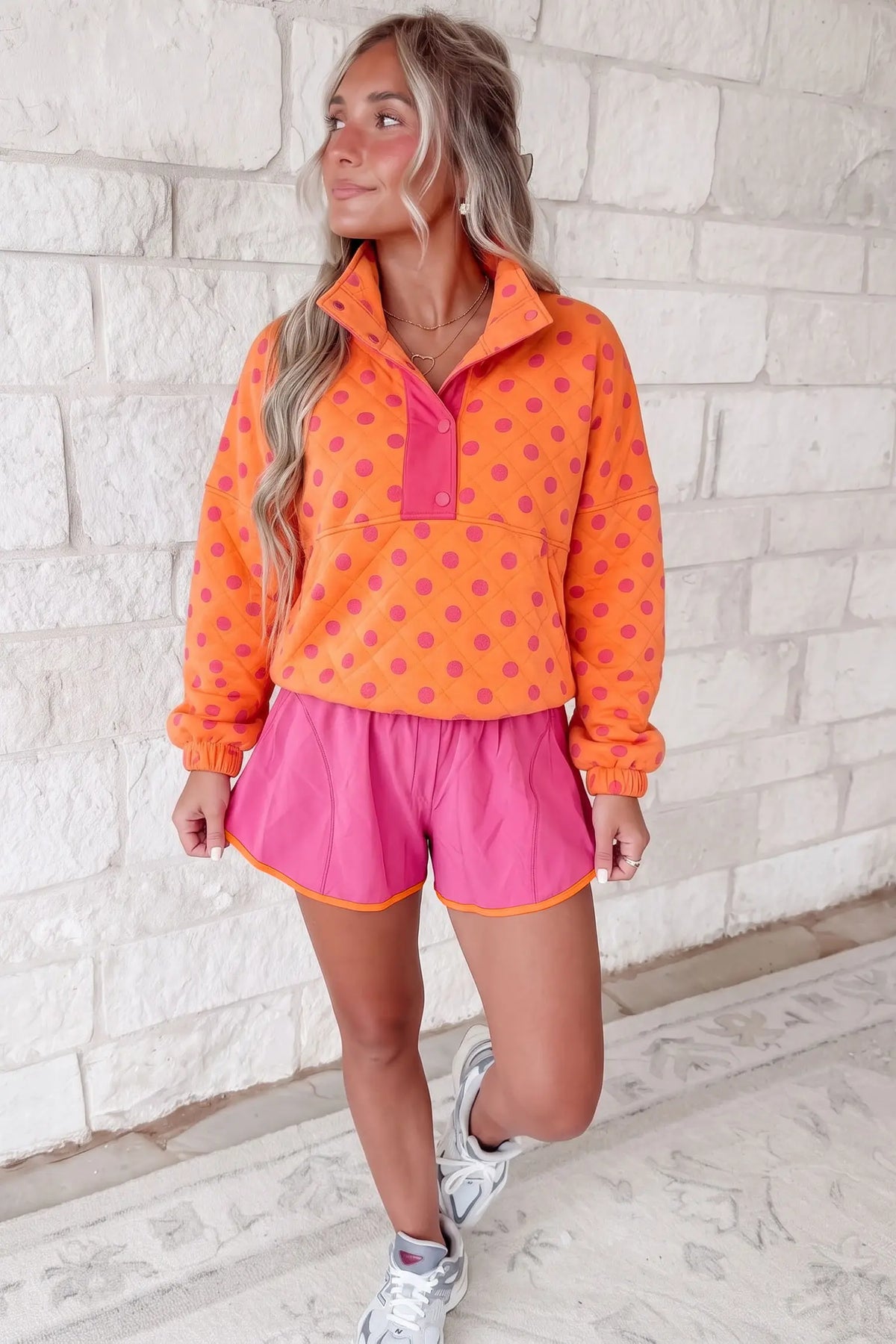 Rose Red Contrast Trim Active Casual Shorts