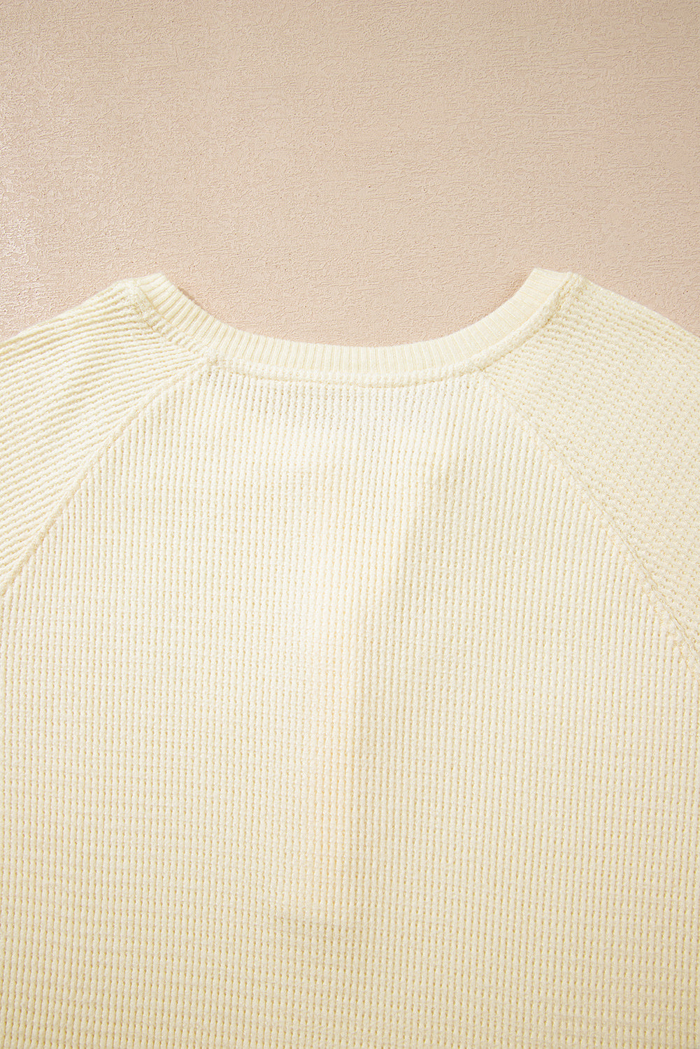 CreamTextured Half Buttons Henley Top - eAura