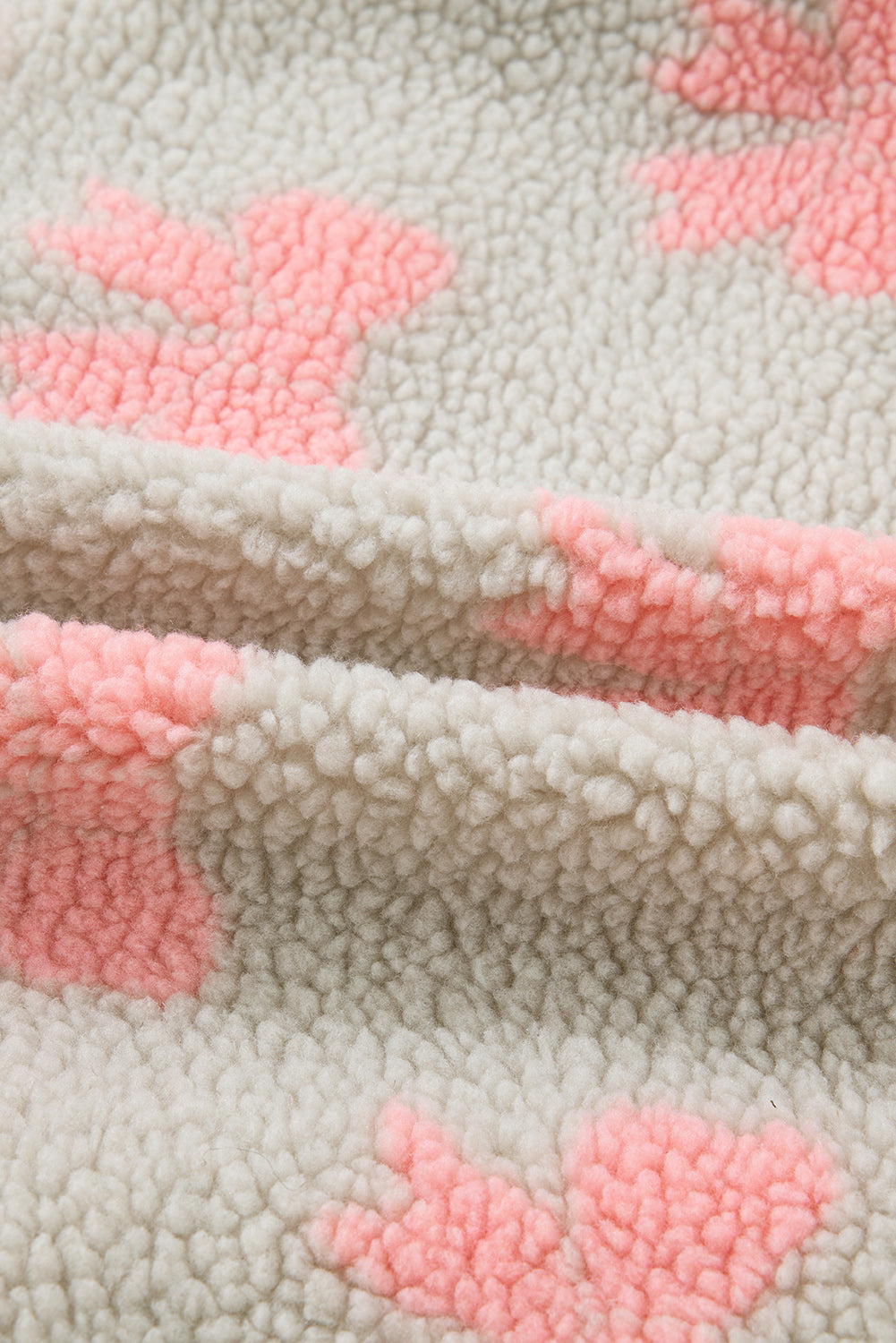 Grey Bow Sherpa Quarter Zip Drop Shoulder Baggy Sweatshirt - eAura