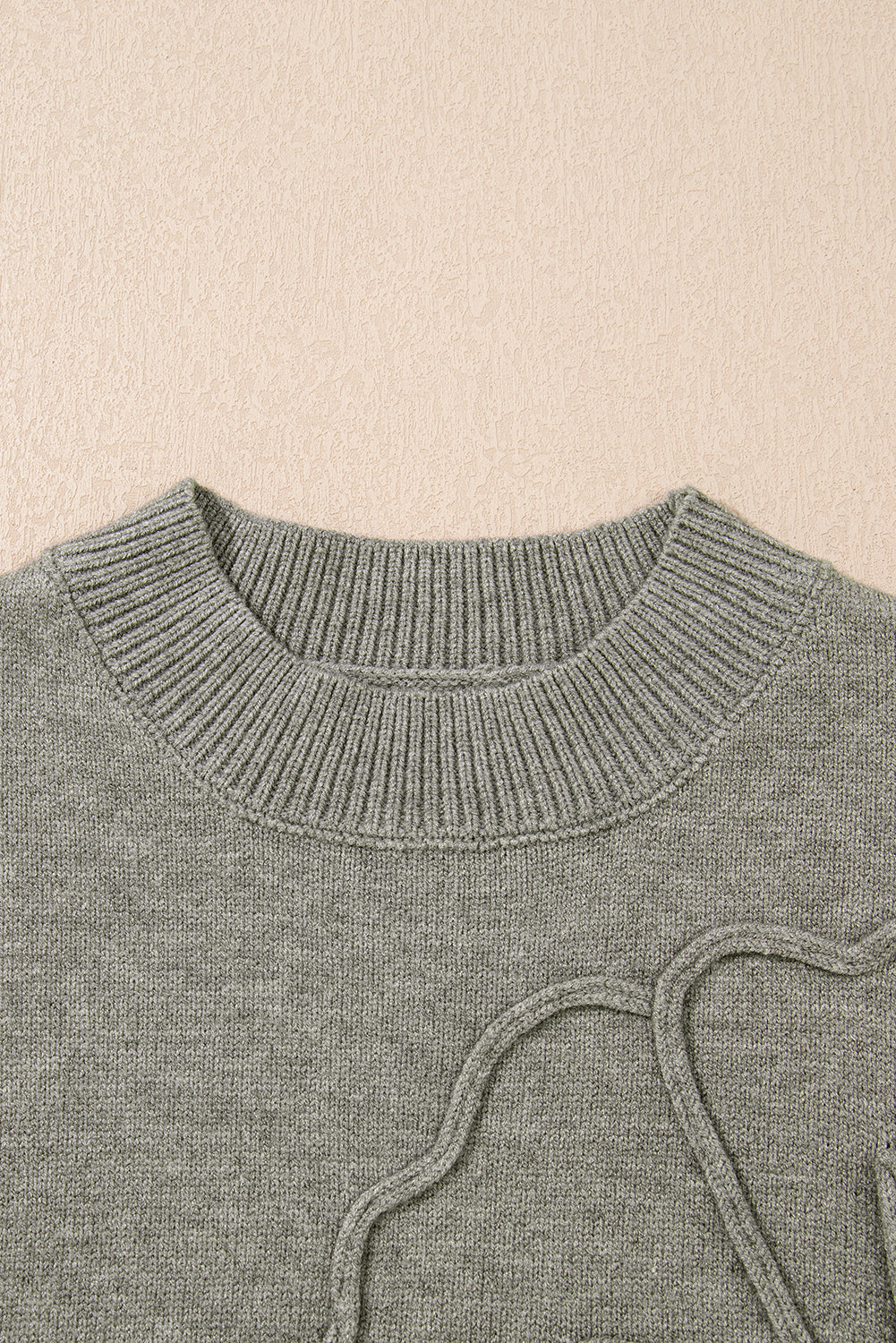 High Flower Pattern Ribbed Trim Short Sleeve Boxy Sweater eAura