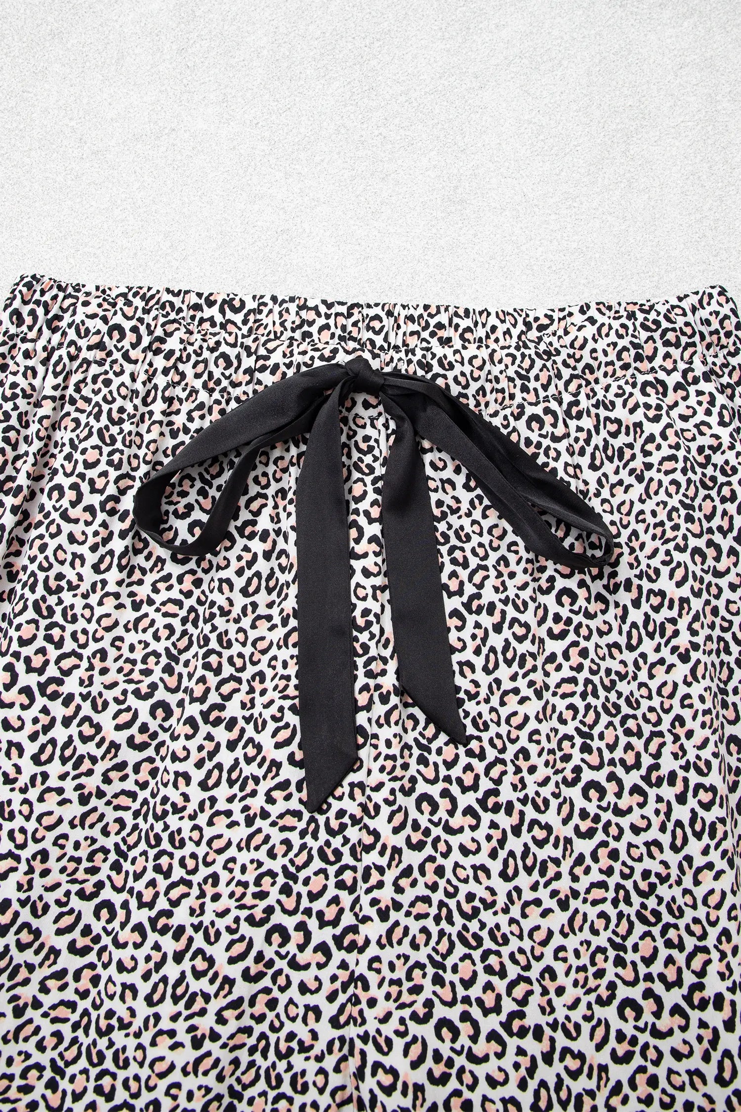 Leopard Print Bow Knot Patchwork Long Sleeve Lounge Set – Brown