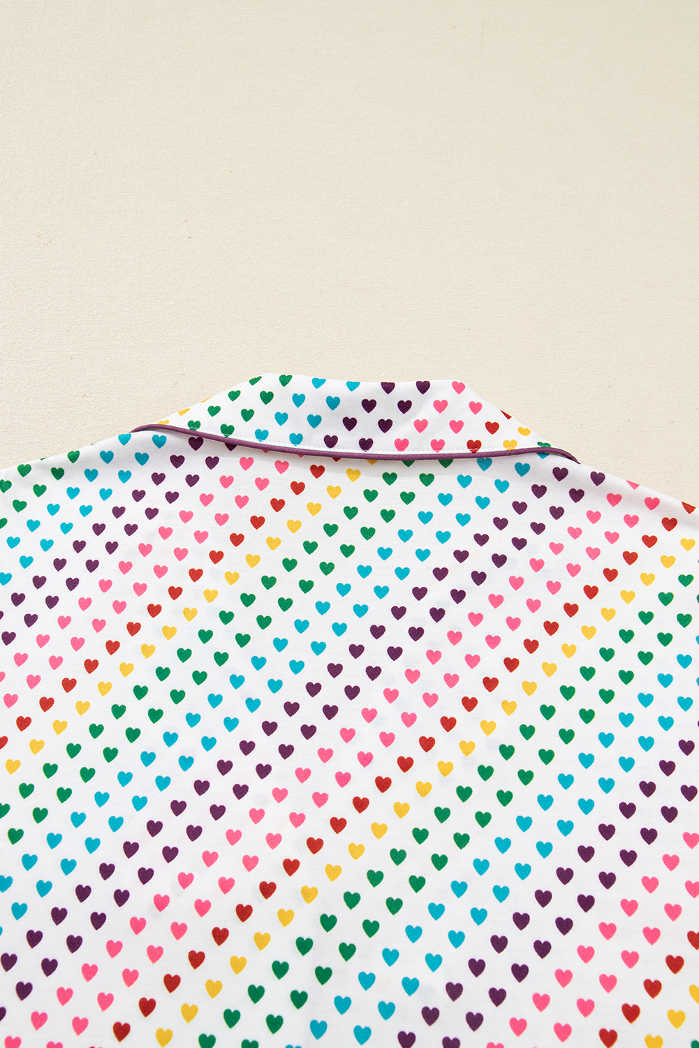 White Heart Print Long Sleeve Pyjama Set - eAura