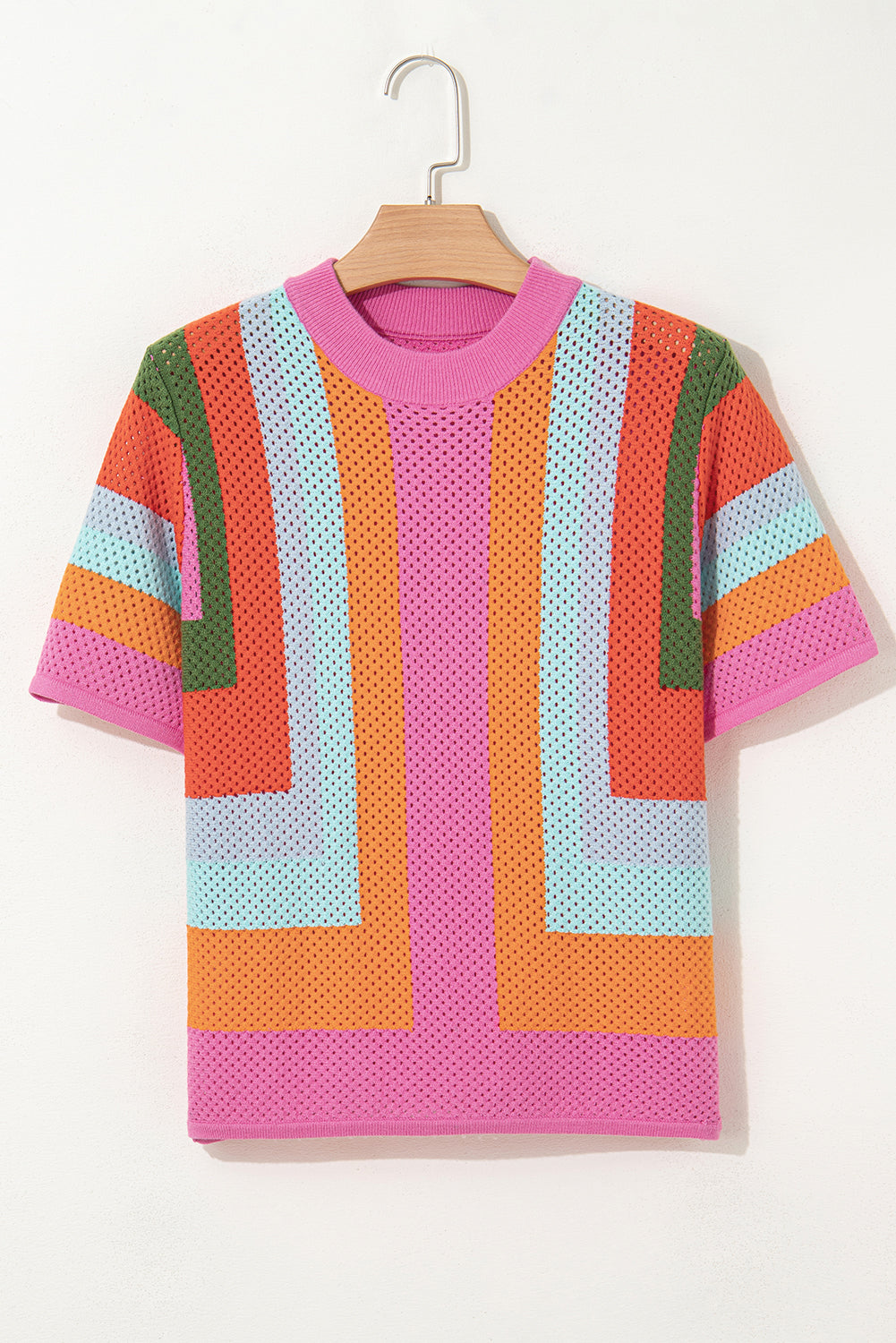 Orange Color Block Eyelet Casual Sweater T Shirt Dear-Lover Dropshipping