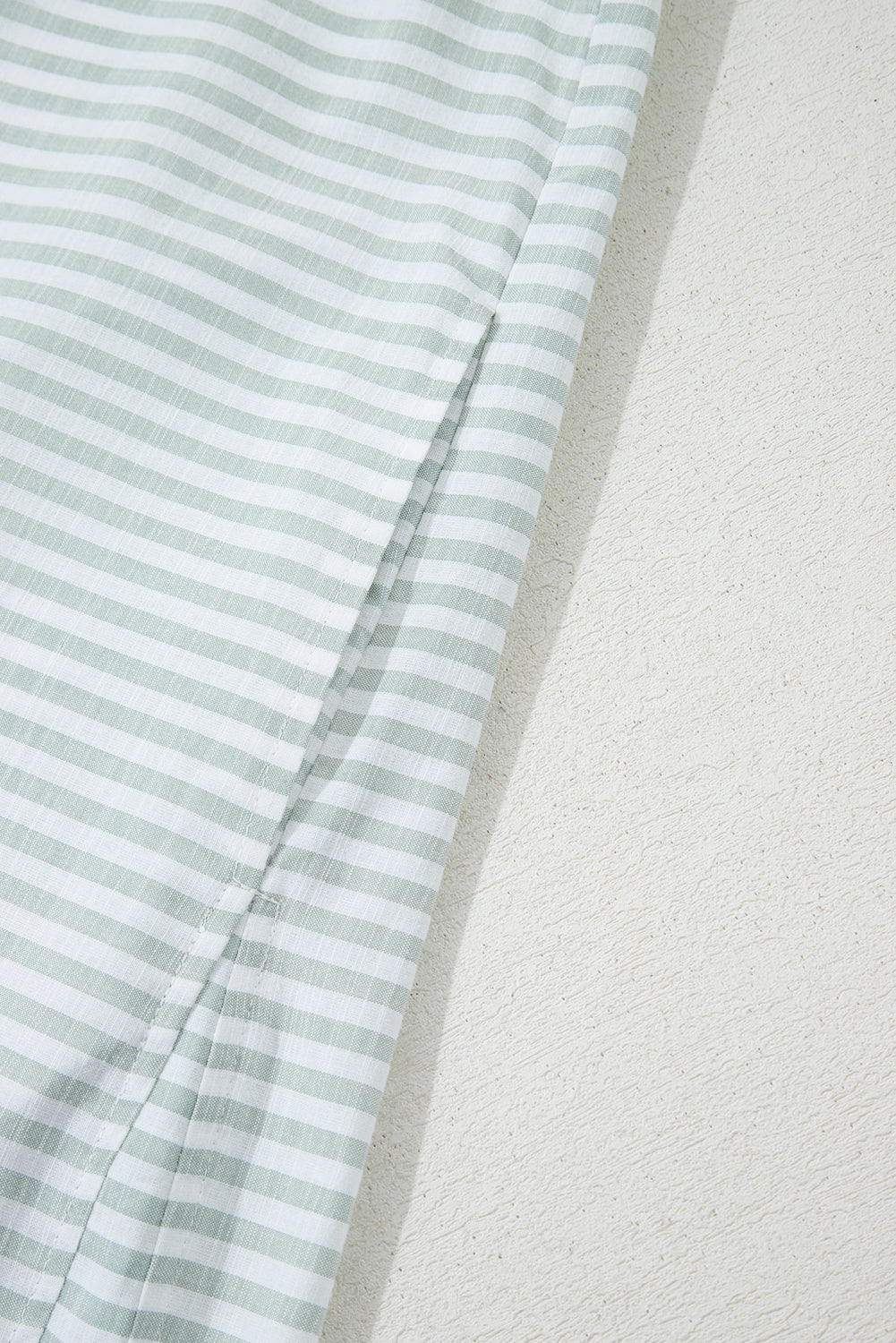 White Stripe Collared V Neck Chest Pocket Long Sleeve Beach Cover up eAura