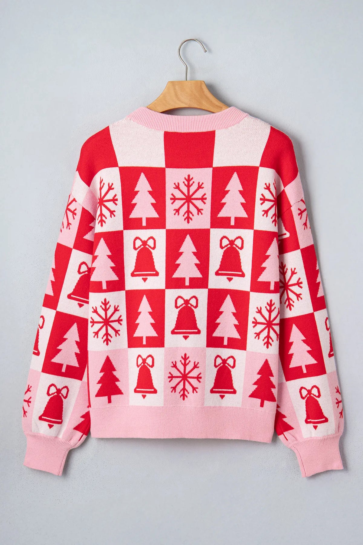 Pullover Christmas Plaid Round Neck Long Sleeve Tunic Sweater